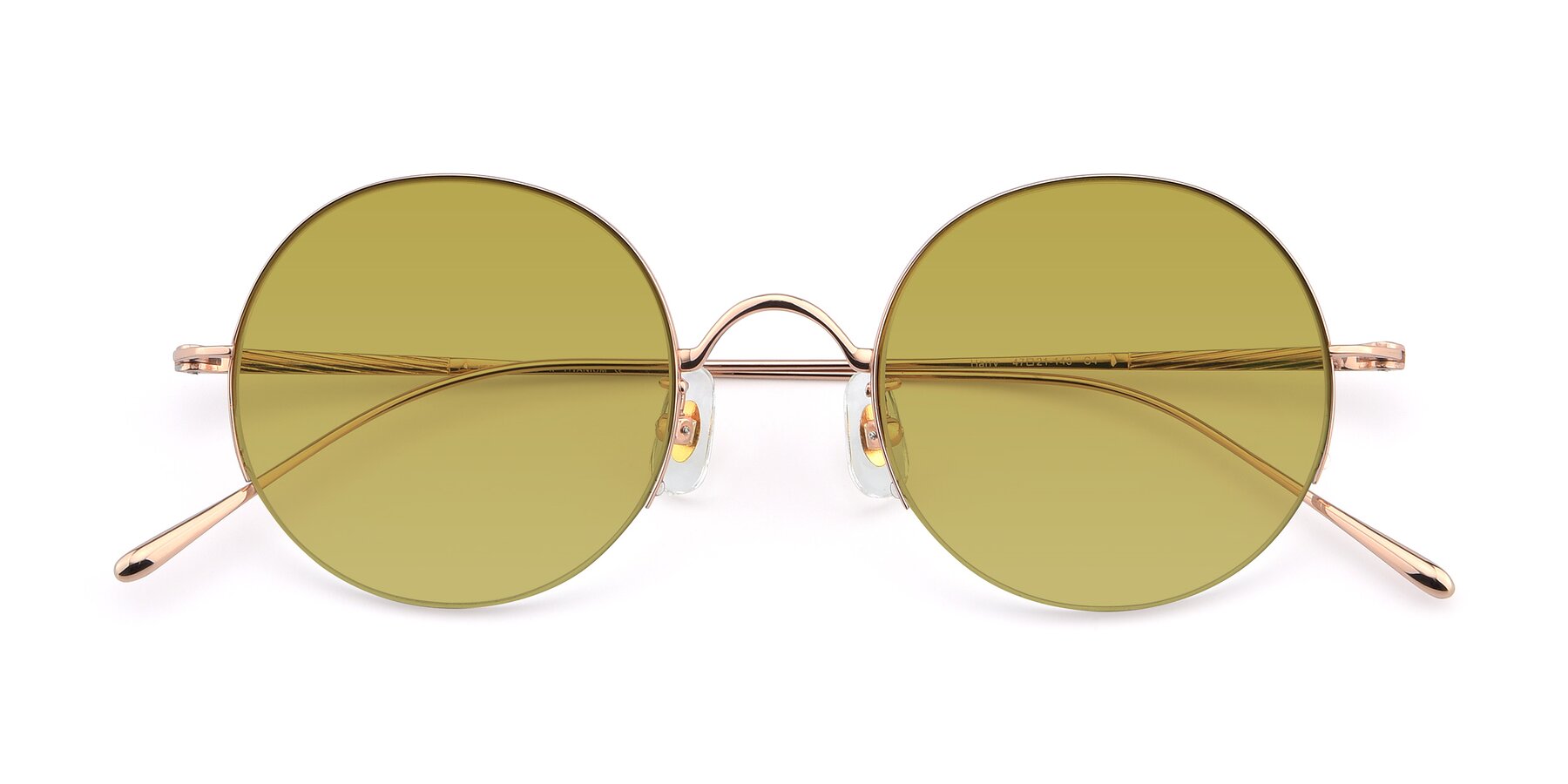 Folded Front of Harry in Rose Gold with Champagne Tinted Lenses