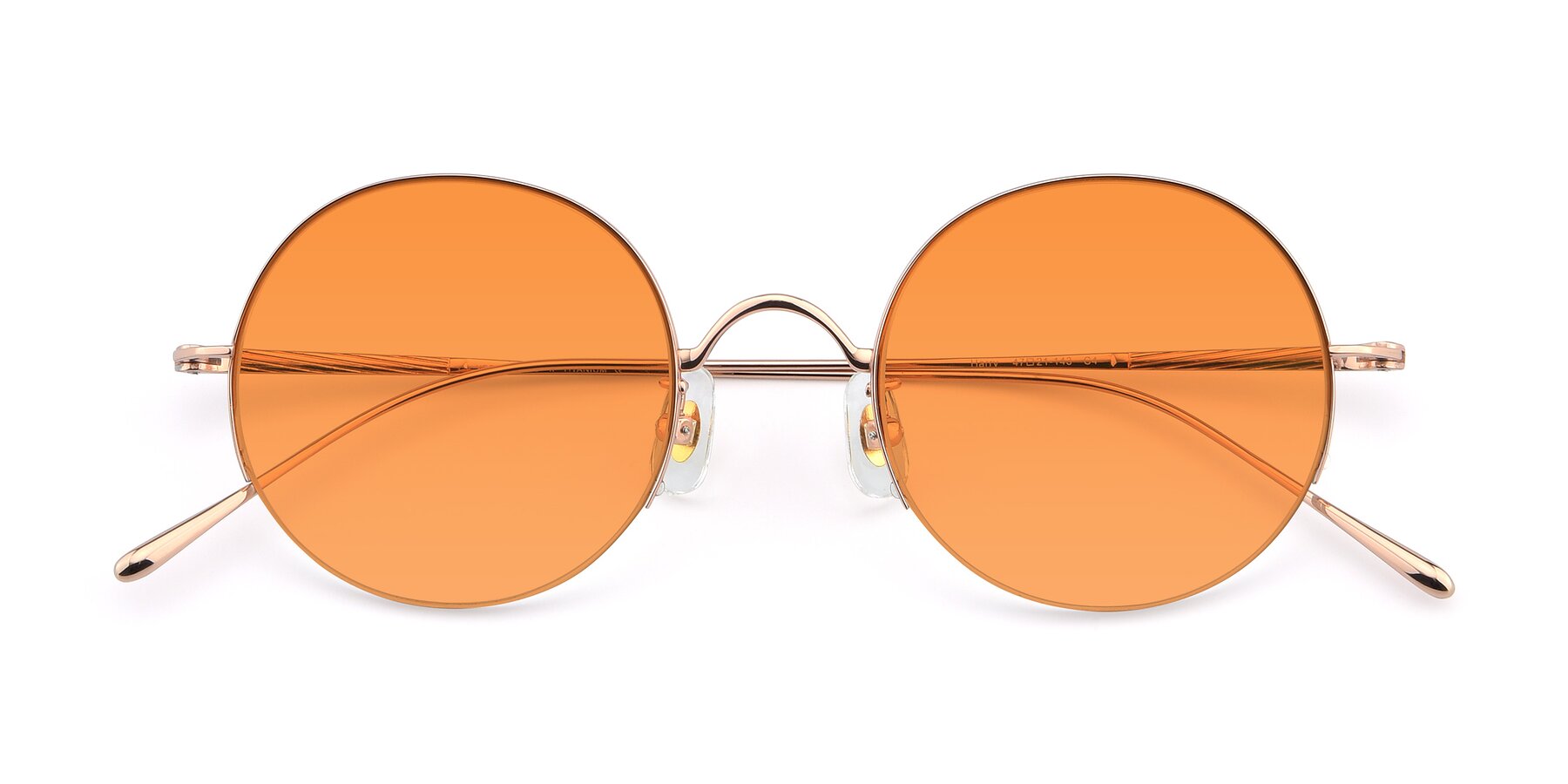 Folded Front of Harry in Rose Gold with Orange Tinted Lenses