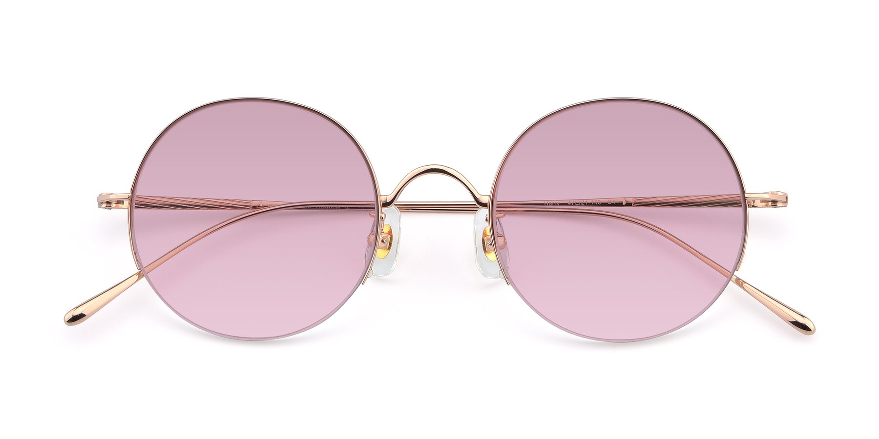 Folded Front of Harry in Rose Gold with Light Wine Tinted Lenses