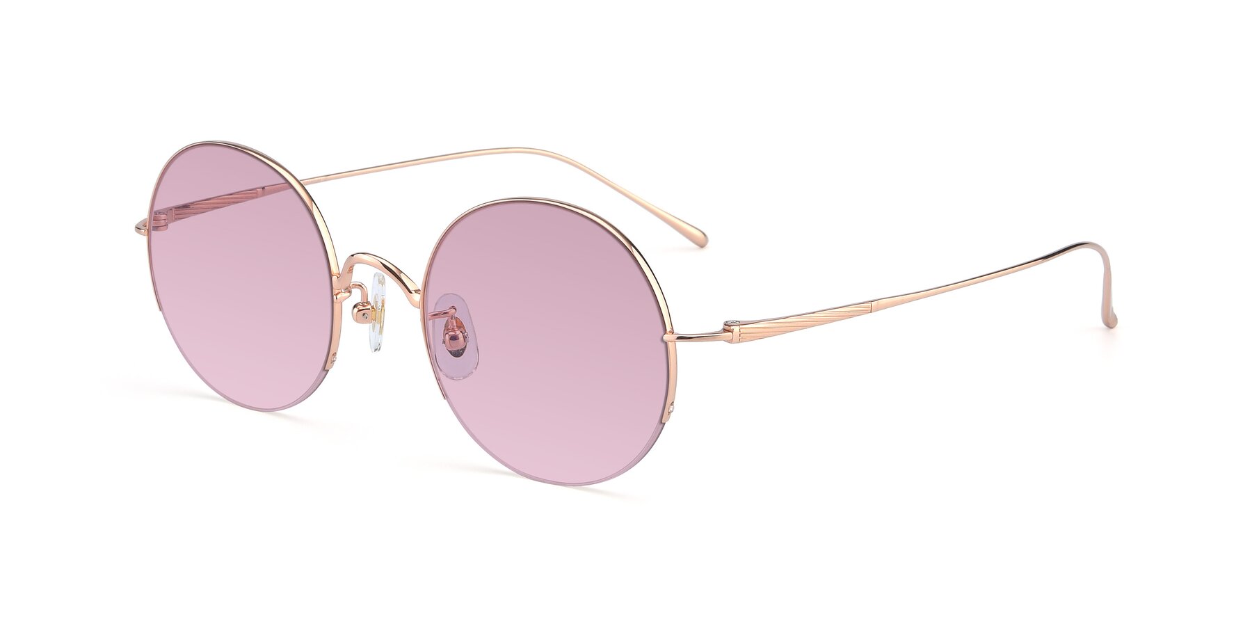 Angle of Harry in Rose Gold with Light Wine Tinted Lenses