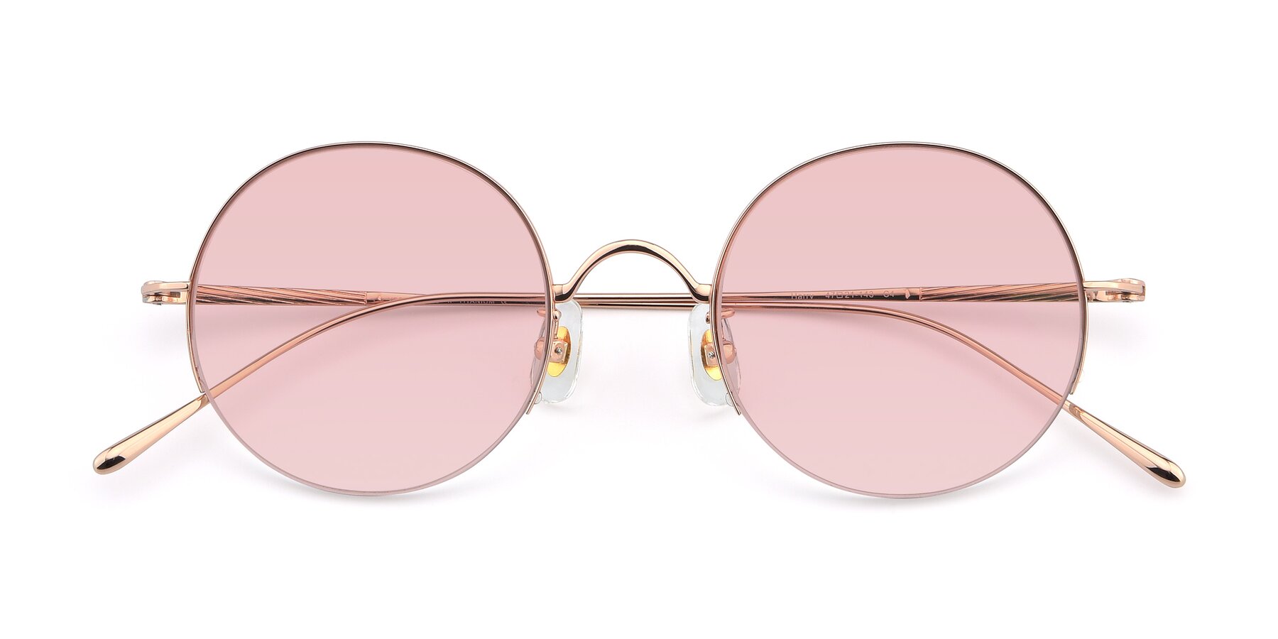 Folded Front of Harry in Rose Gold with Light Garnet Tinted Lenses