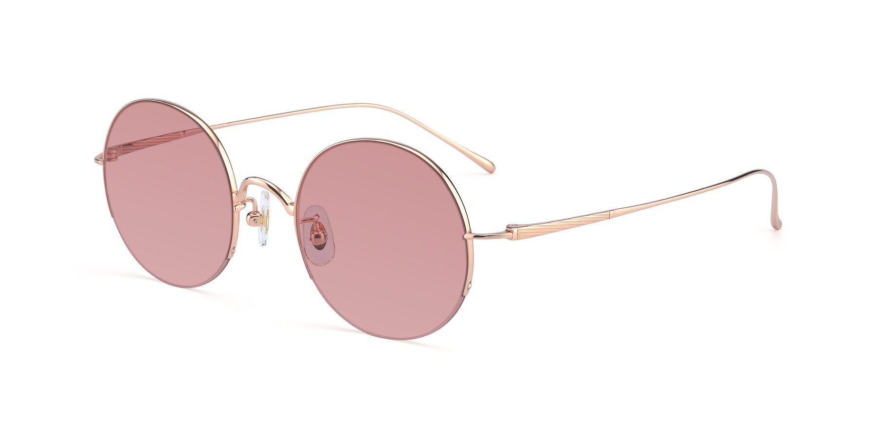 Angle of Harry in Rose Gold with Medium Garnet Tinted Lenses