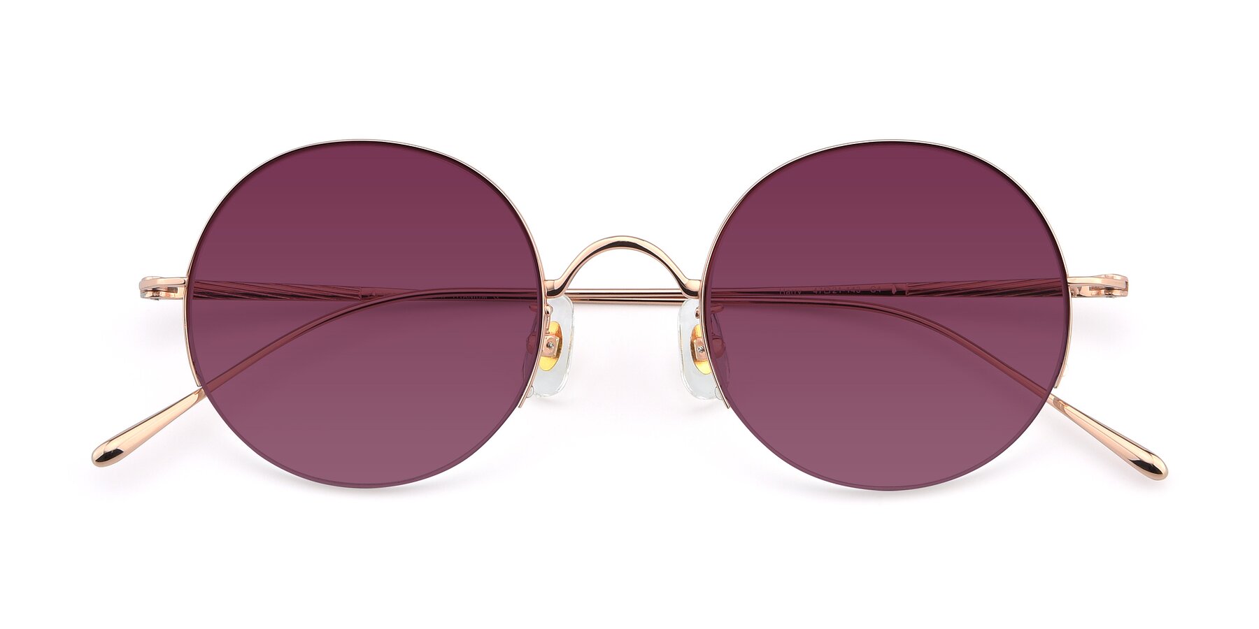 Folded Front of Harry in Rose Gold with Wine Tinted Lenses