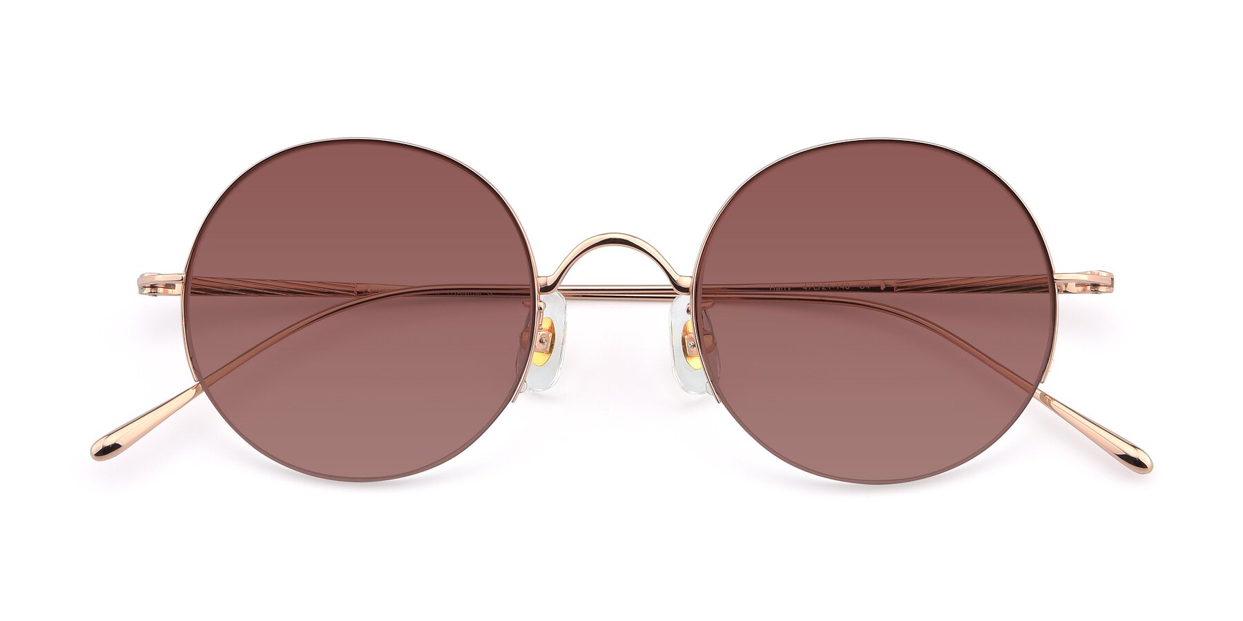 Folded Front of Harry in Rose Gold with Garnet Tinted Lenses