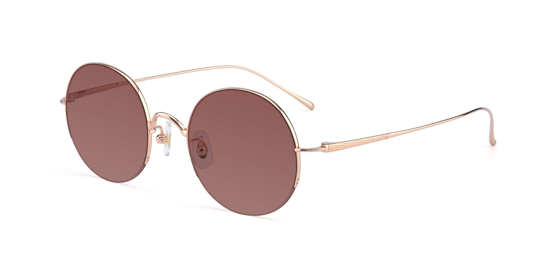 Angle of Harry in Rose Gold with Garnet Tinted Lenses