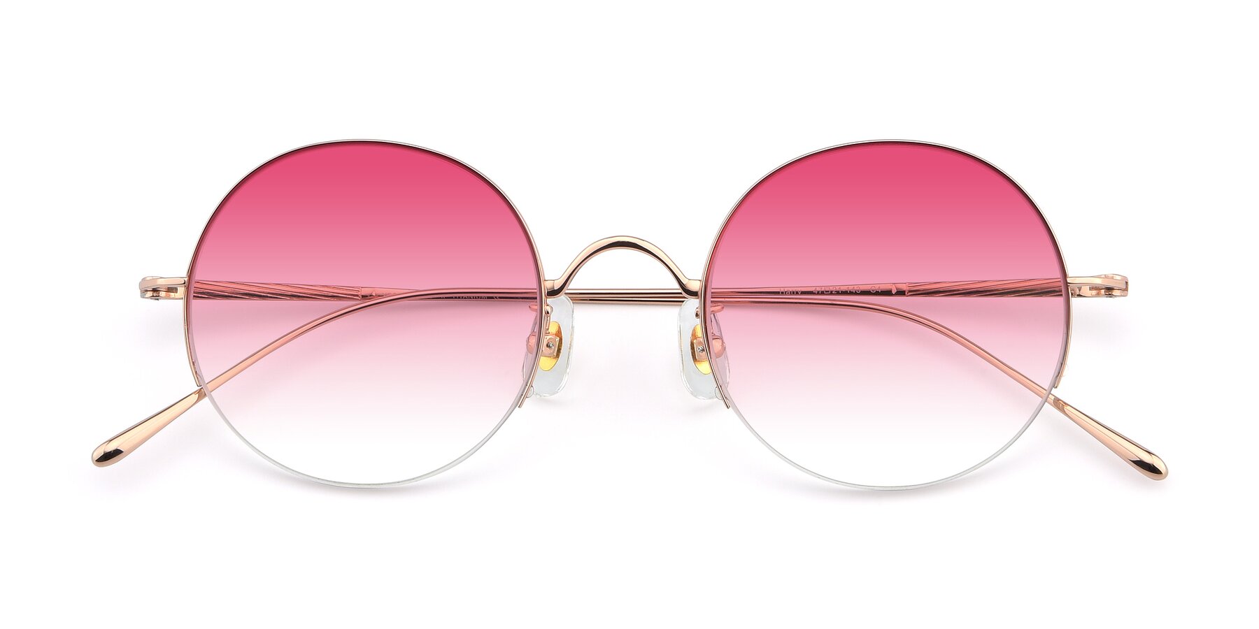 Folded Front of Harry in Rose Gold with Pink Gradient Lenses