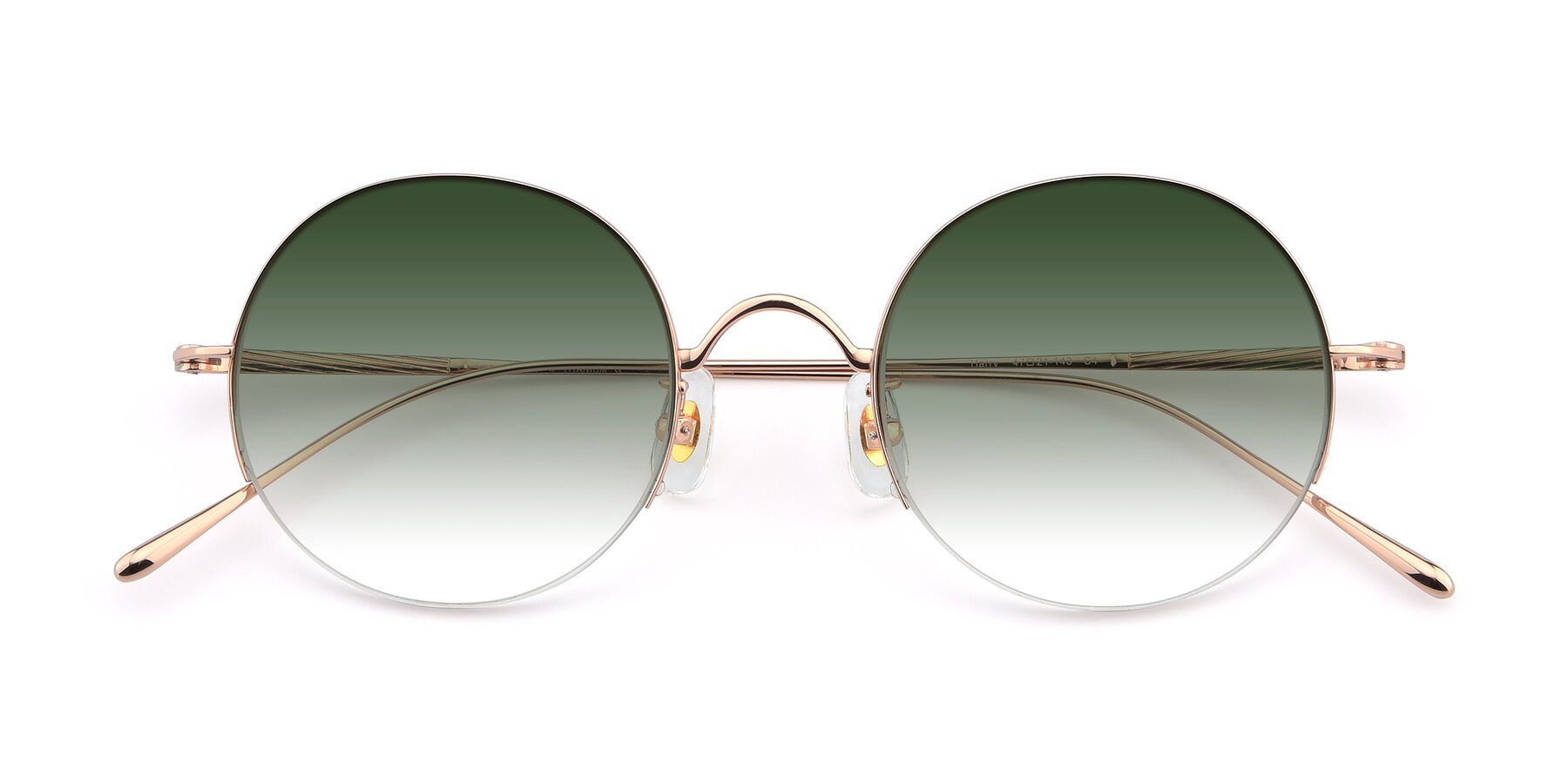 Folded Front of Harry in Rose Gold with Green Gradient Lenses