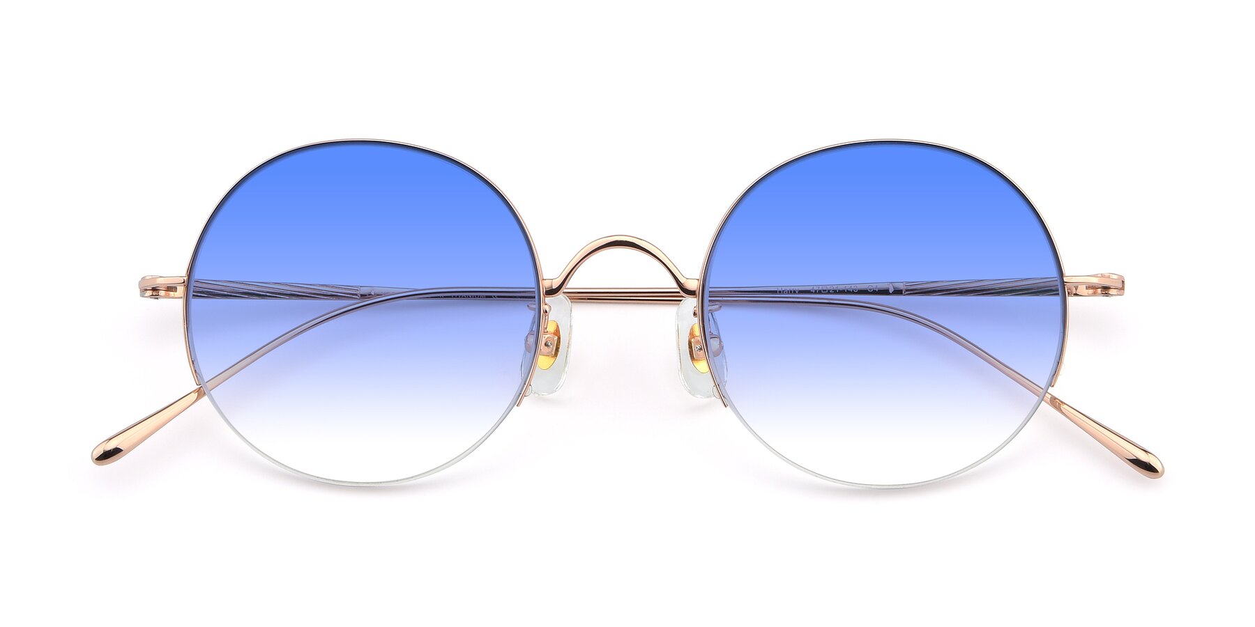 Folded Front of Harry in Rose Gold with Blue Gradient Lenses