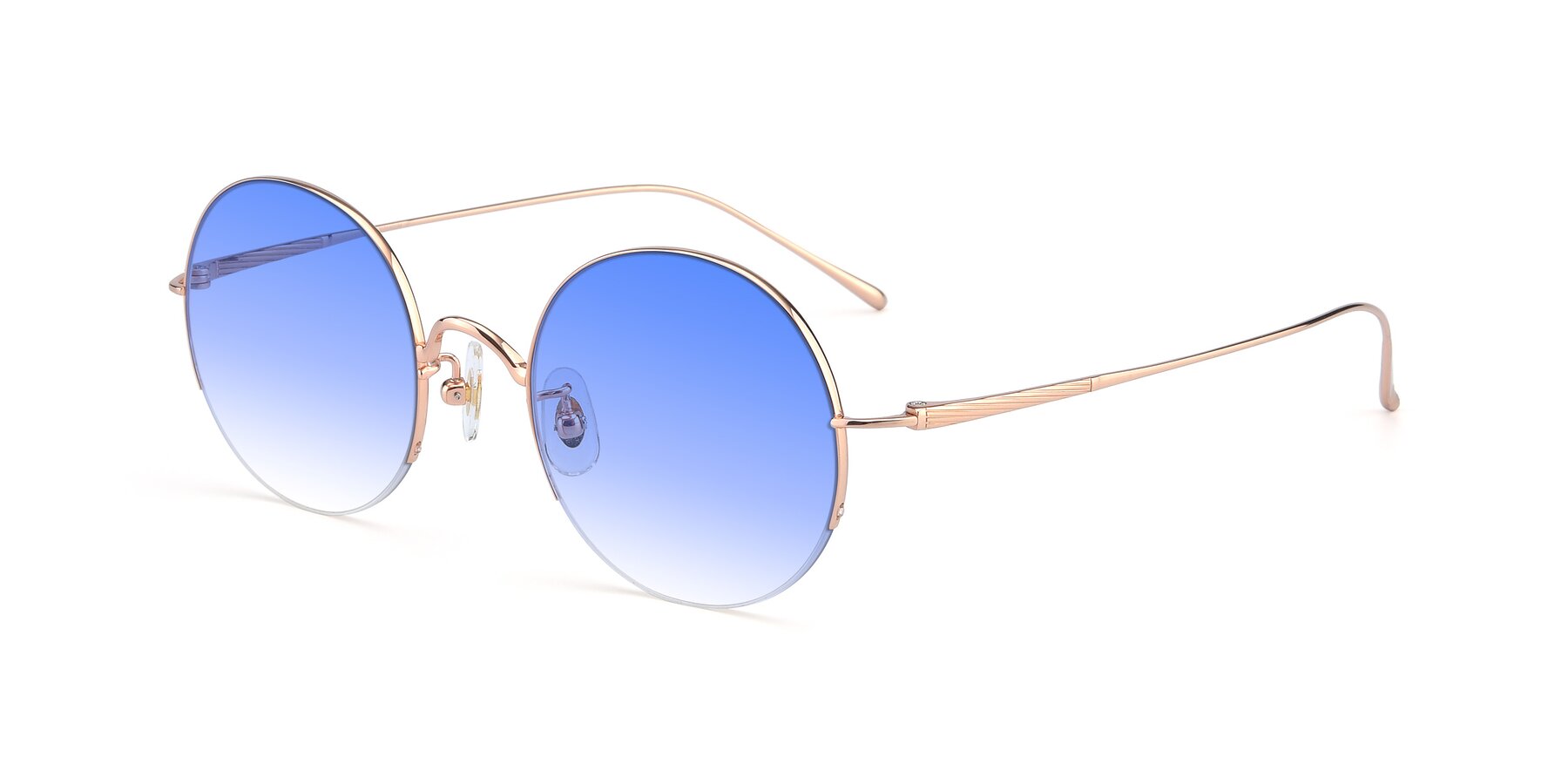 Angle of Harry in Rose Gold with Blue Gradient Lenses