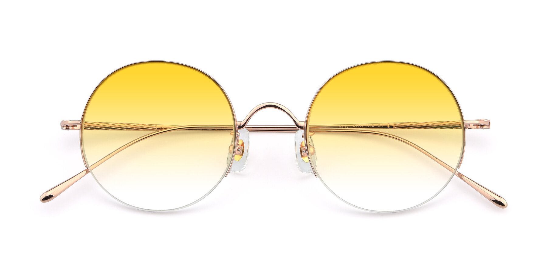 Folded Front of Harry in Rose Gold with Yellow Gradient Lenses