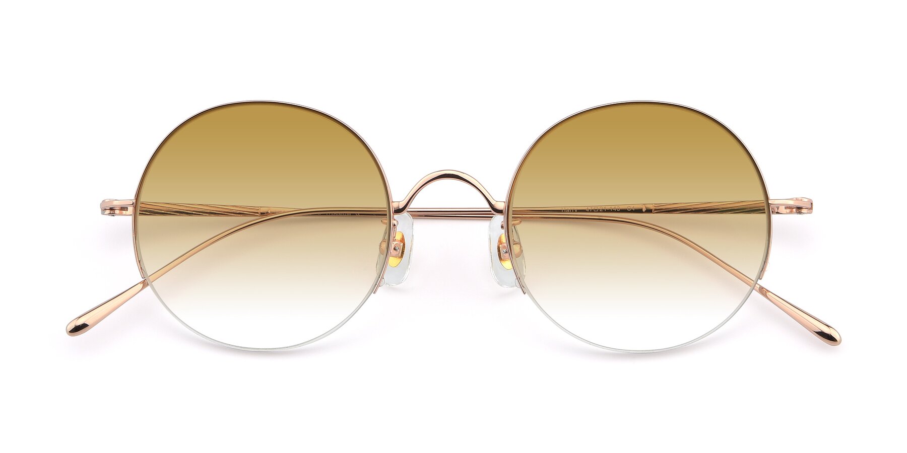 Folded Front of Harry in Rose Gold with Champagne Gradient Lenses