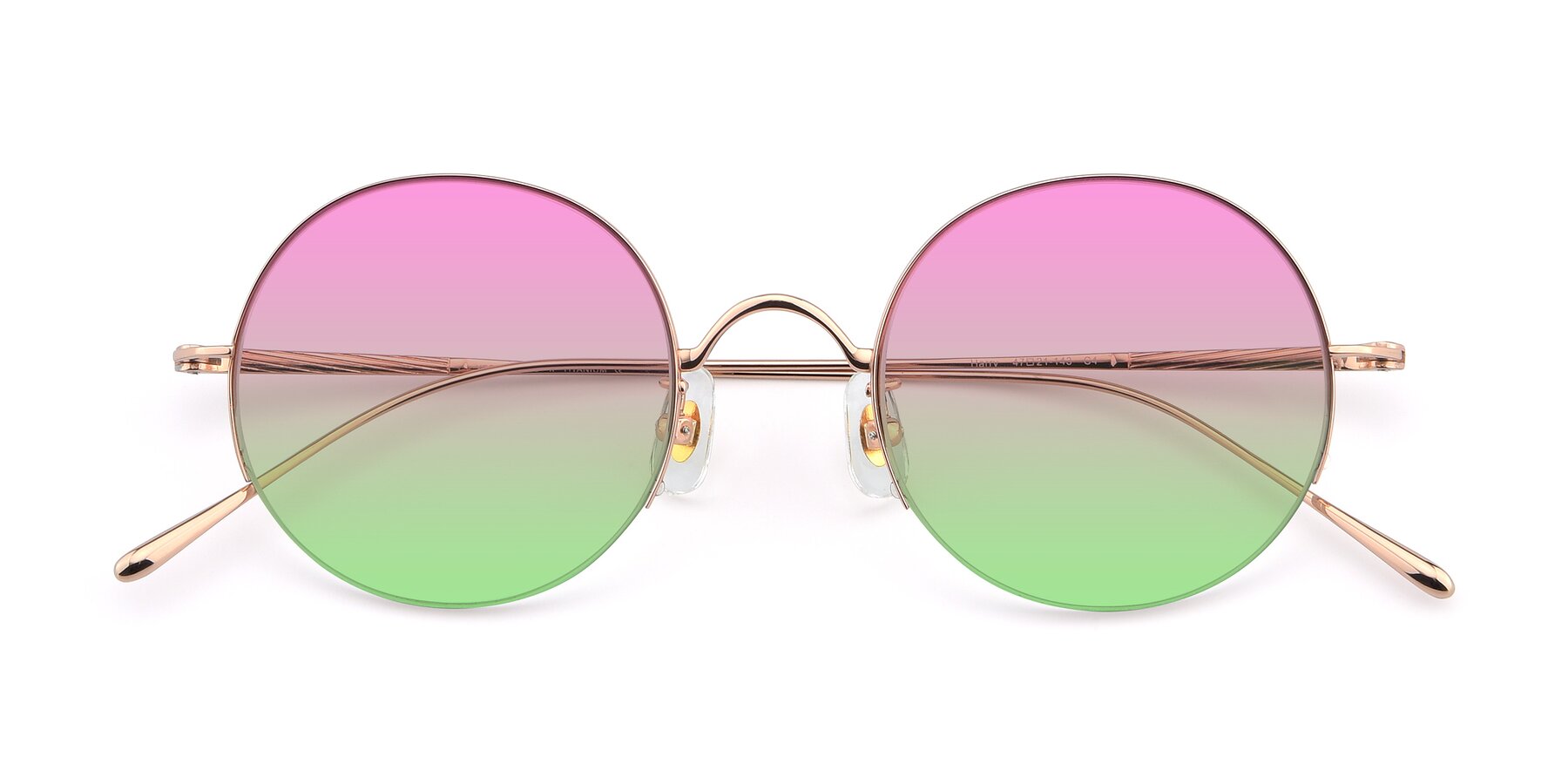 Folded Front of Harry in Rose Gold with Pink / Green Gradient Lenses