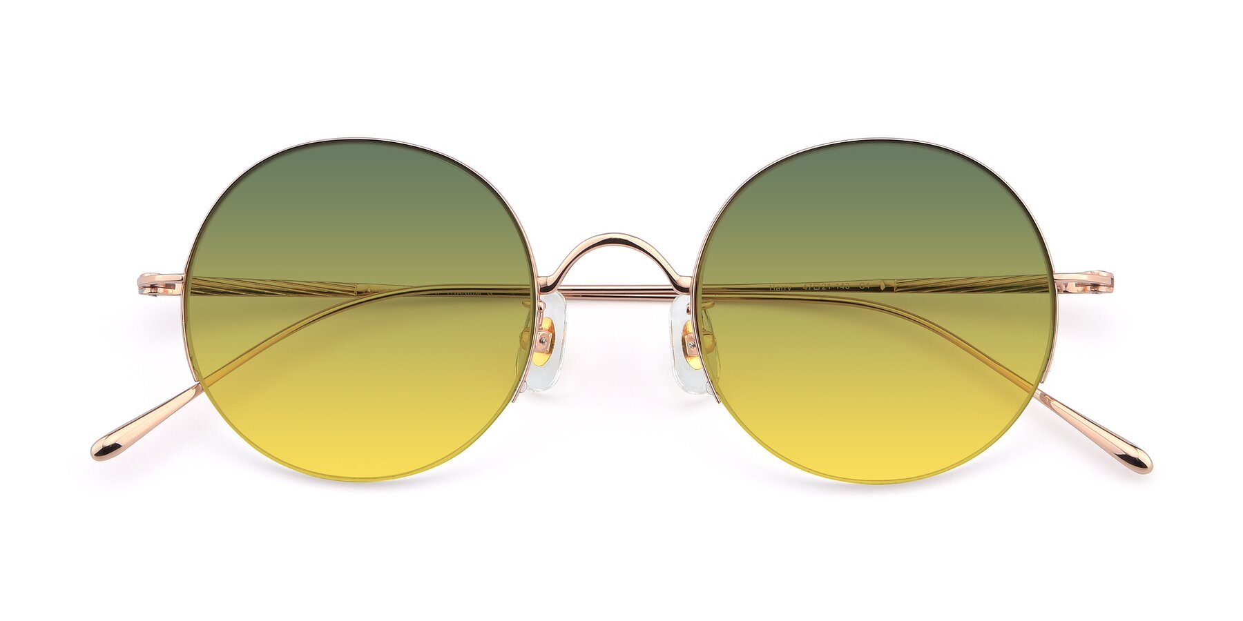 Folded Front of Harry in Rose Gold with Green / Yellow Gradient Lenses