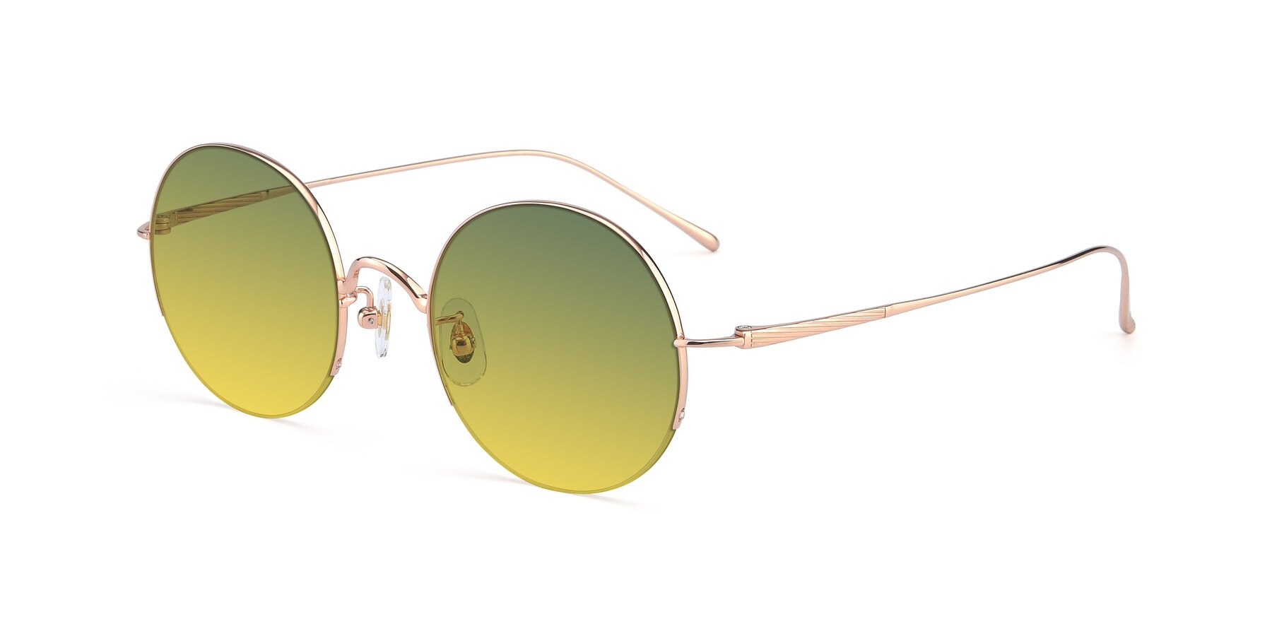 Angle of Harry in Rose Gold with Green / Yellow Gradient Lenses