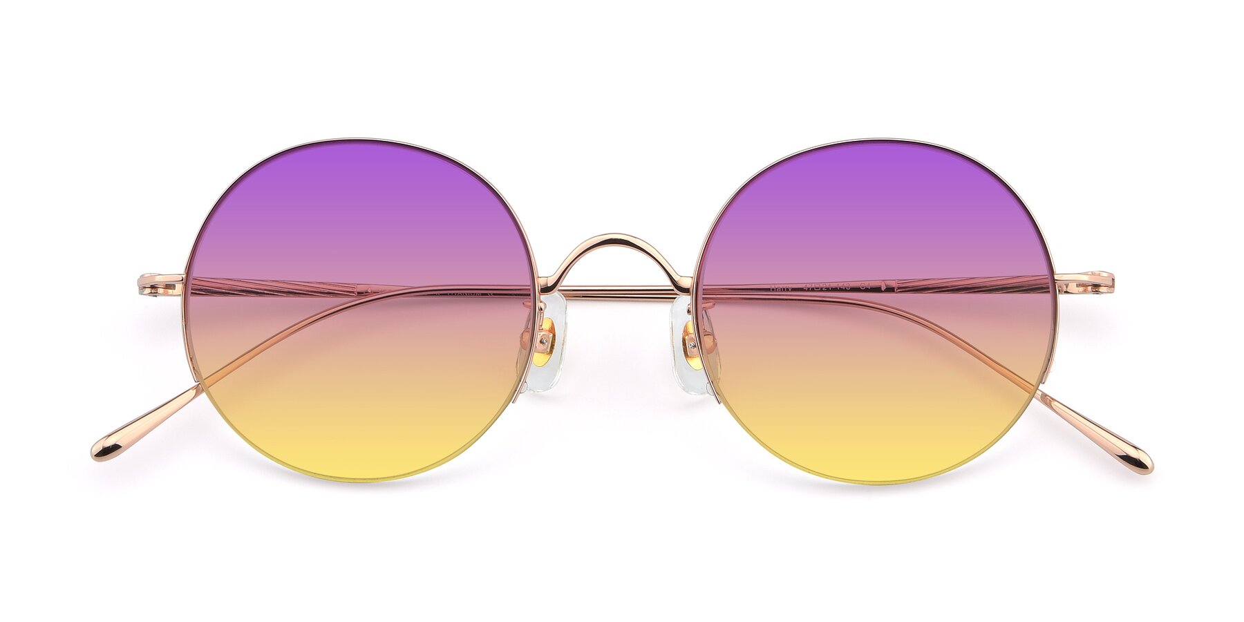 Folded Front of Harry in Rose Gold with Purple / Yellow Gradient Lenses