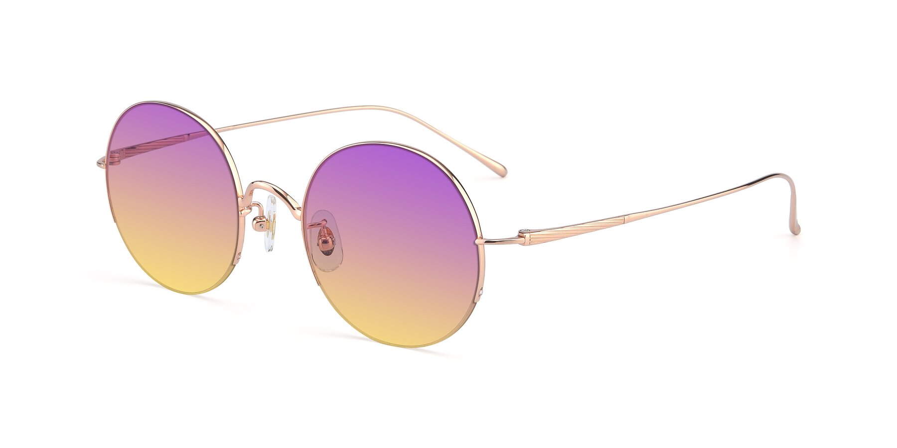 Angle of Harry in Rose Gold with Purple / Yellow Gradient Lenses