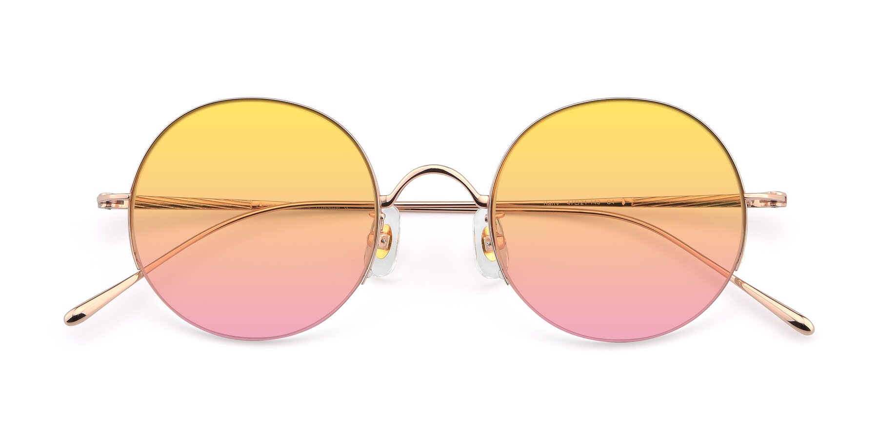 Folded Front of Harry in Rose Gold with Yellow / Pink Gradient Lenses