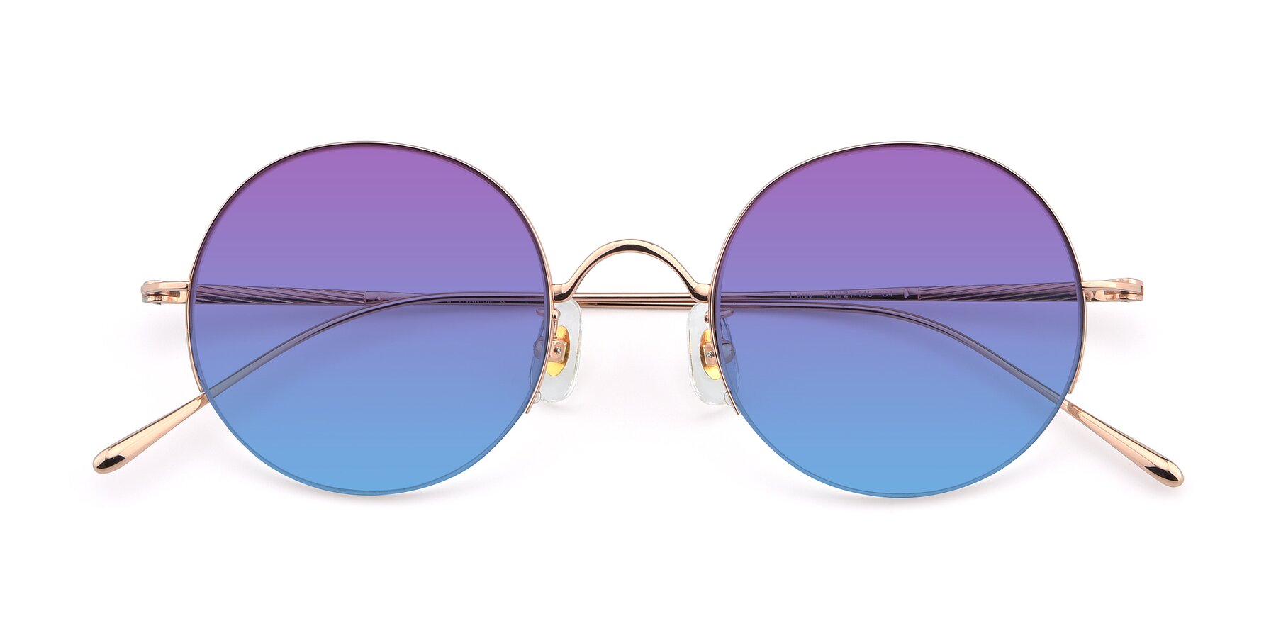 Folded Front of Harry in Rose Gold with Purple / Blue Gradient Lenses