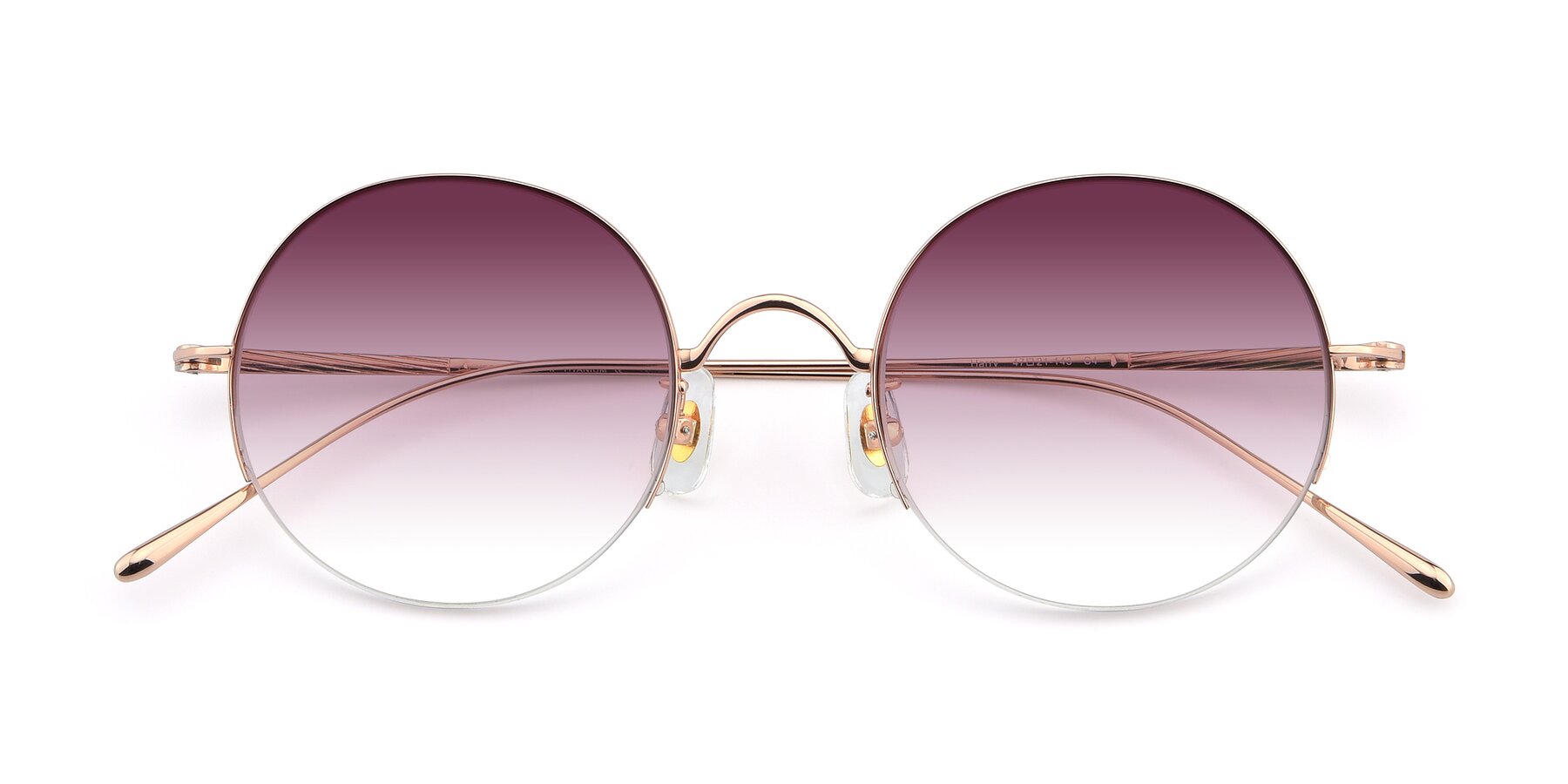 Folded Front of Harry in Rose Gold with Wine Gradient Lenses