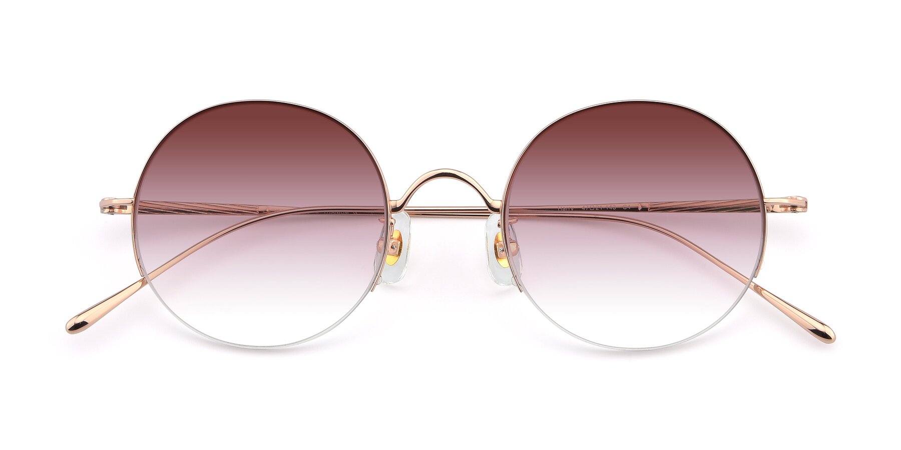 Folded Front of Harry in Rose Gold with Garnet Gradient Lenses