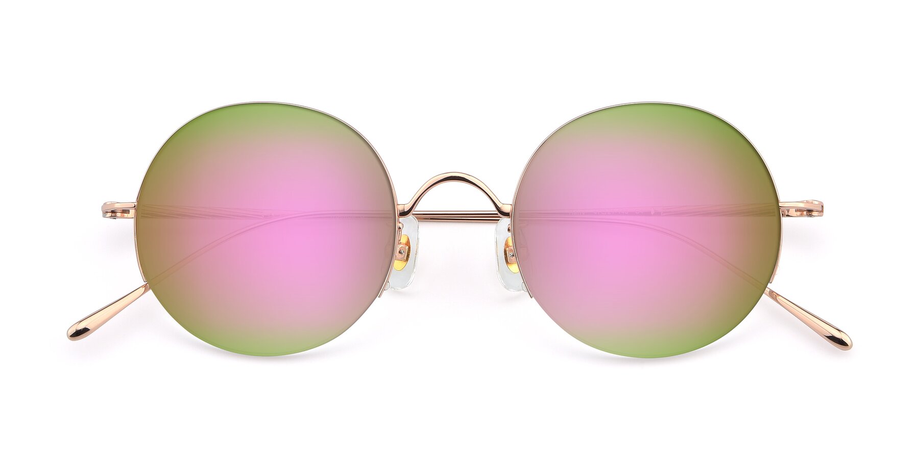 Folded Front of Harry in Rose Gold with Pink Mirrored Lenses