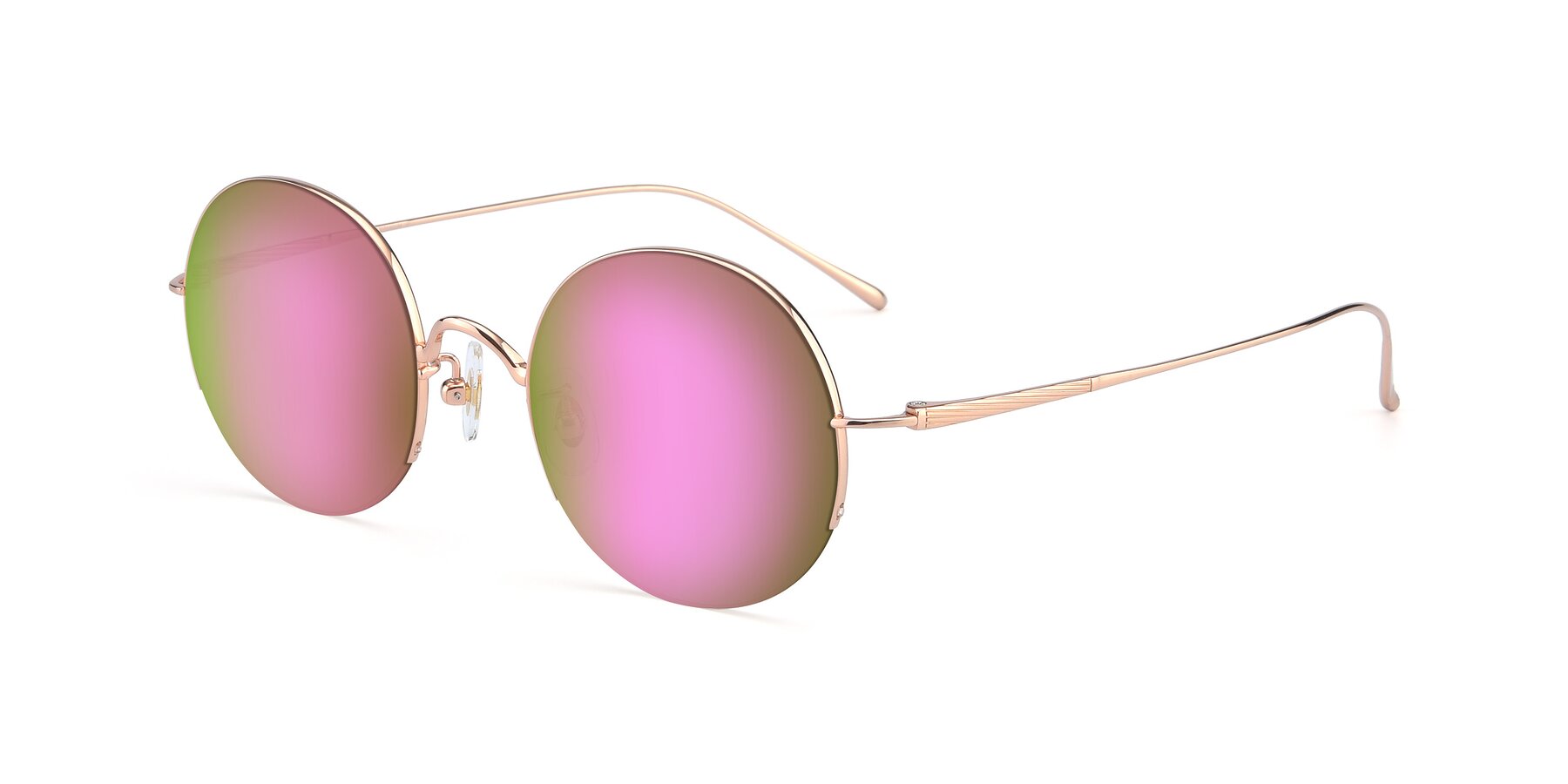 Angle of Harry in Rose Gold with Pink Mirrored Lenses