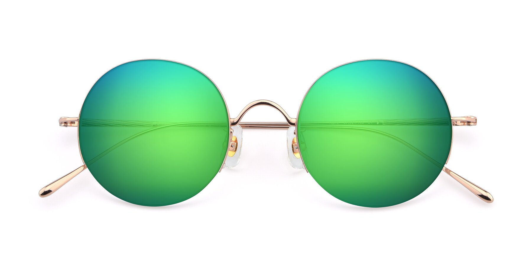 Folded Front of Harry in Rose Gold with Green Mirrored Lenses