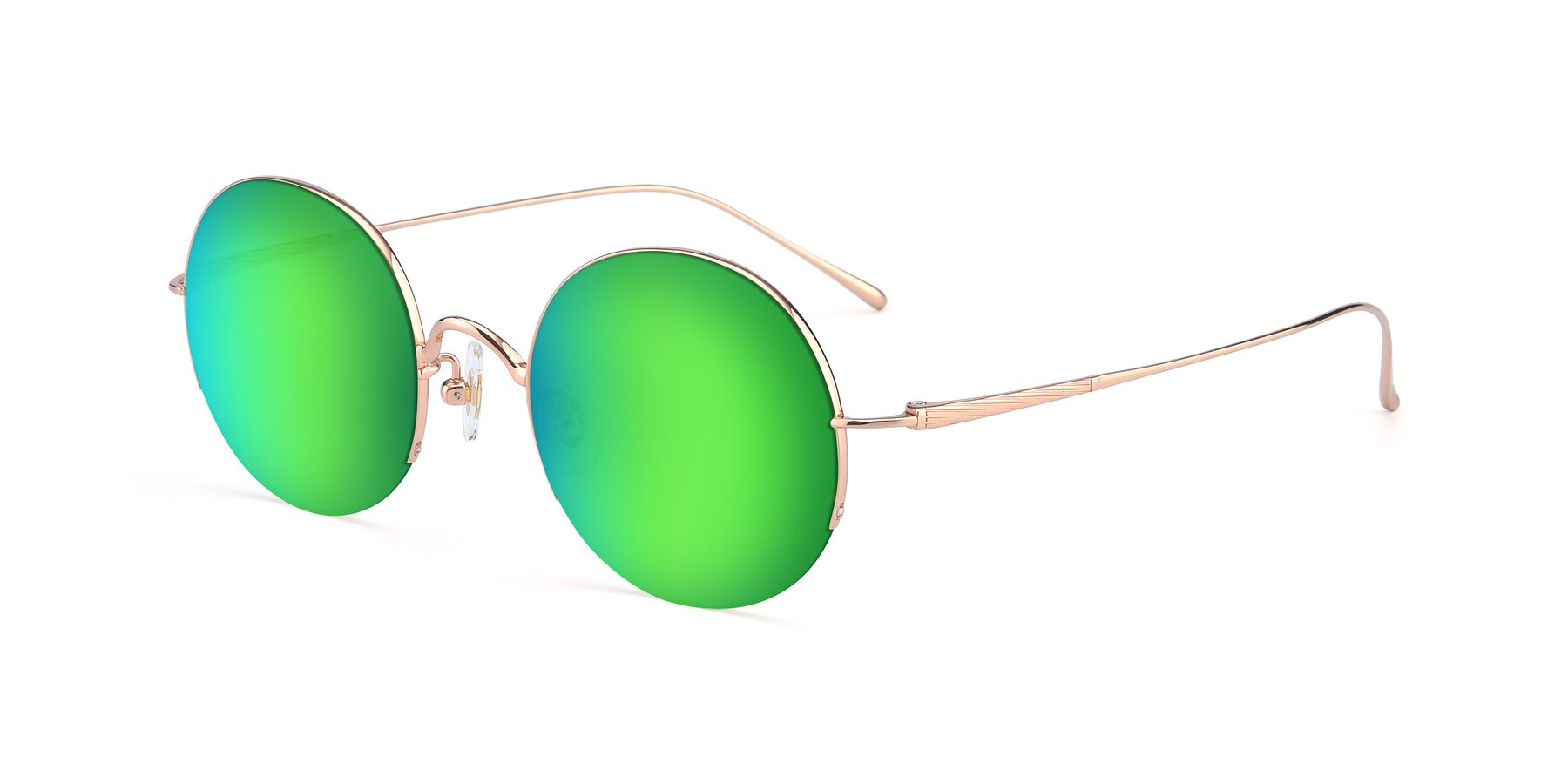 Angle of Harry in Rose Gold with Green Mirrored Lenses