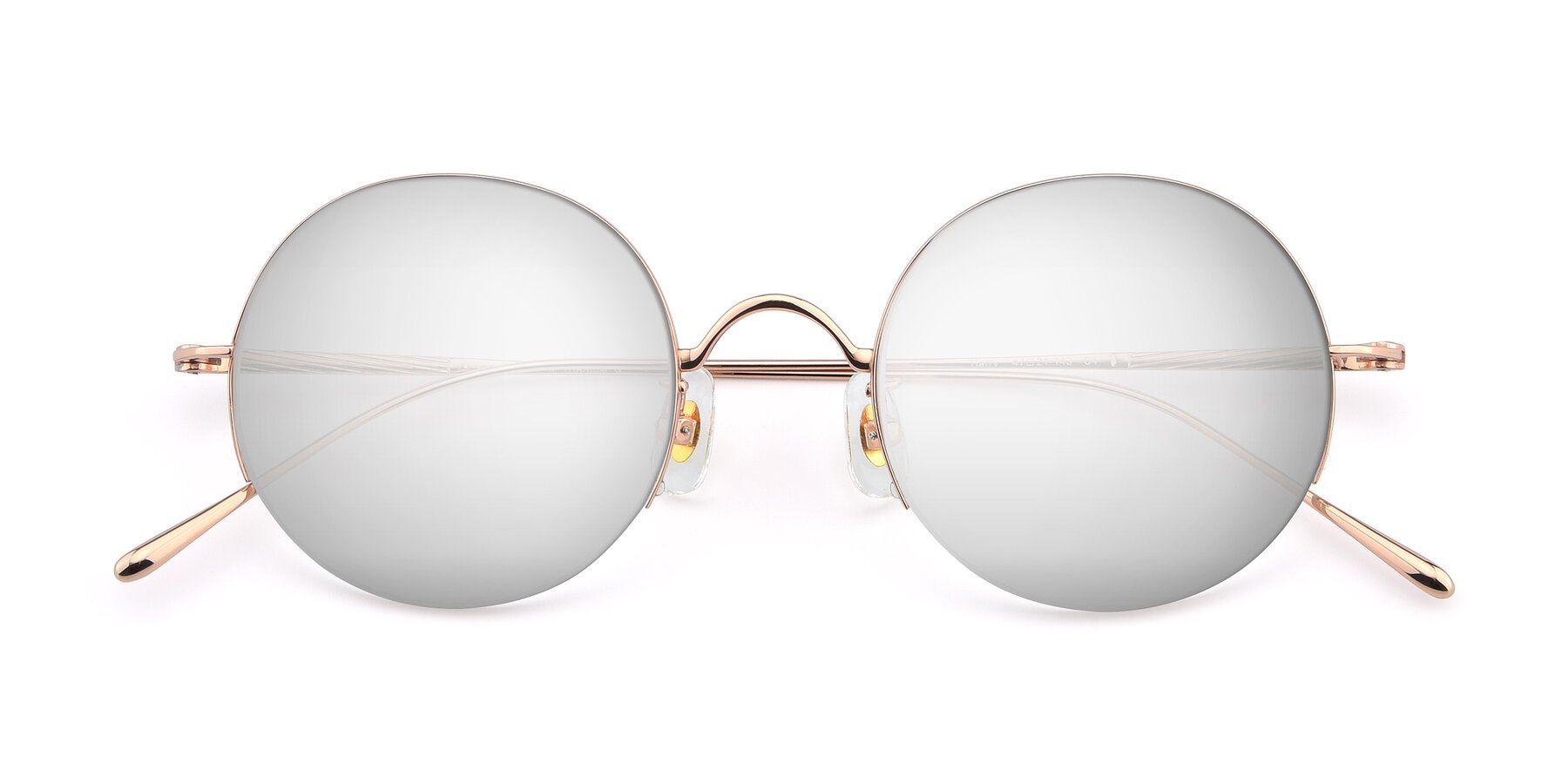 Folded Front of Harry in Rose Gold with Silver Mirrored Lenses
