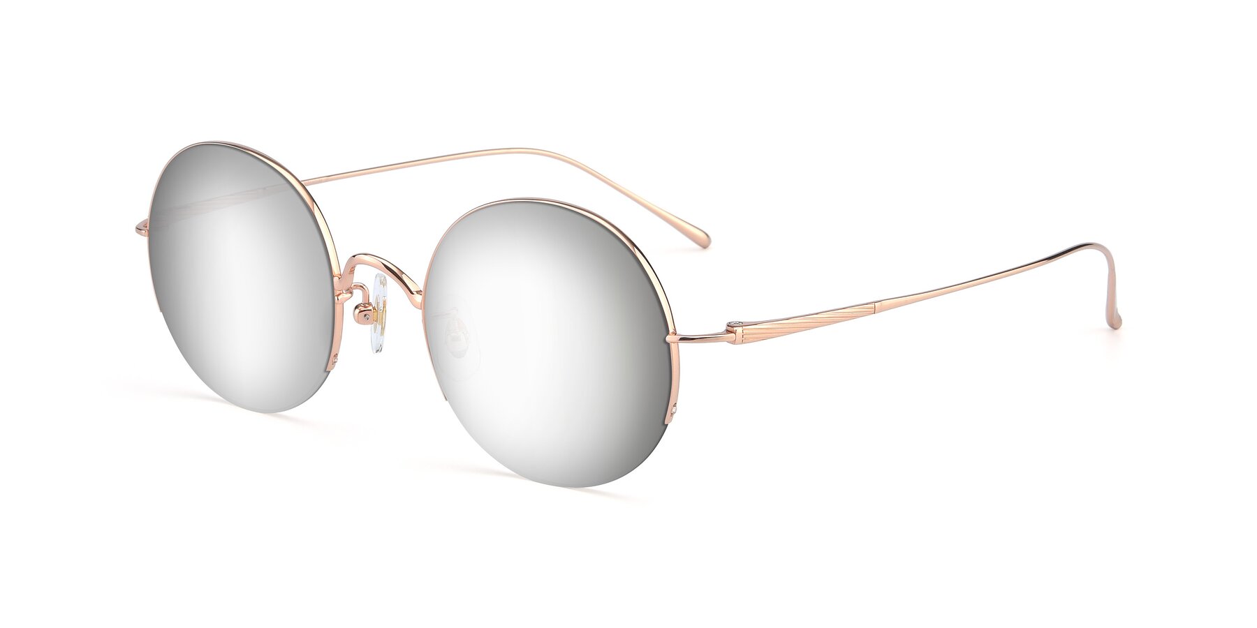 Angle of Harry in Rose Gold with Silver Mirrored Lenses