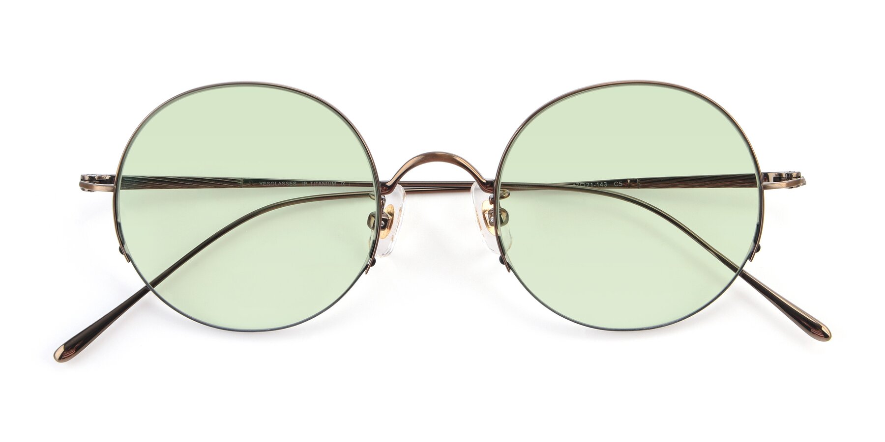 Folded Front of Harry in Bronze with Light Green Tinted Lenses
