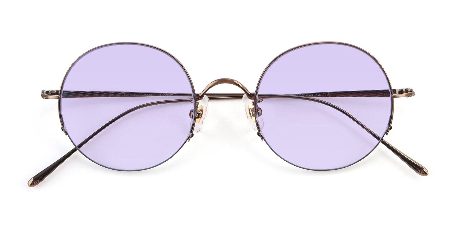 Folded Front of Harry in Bronze with Light Purple Tinted Lenses