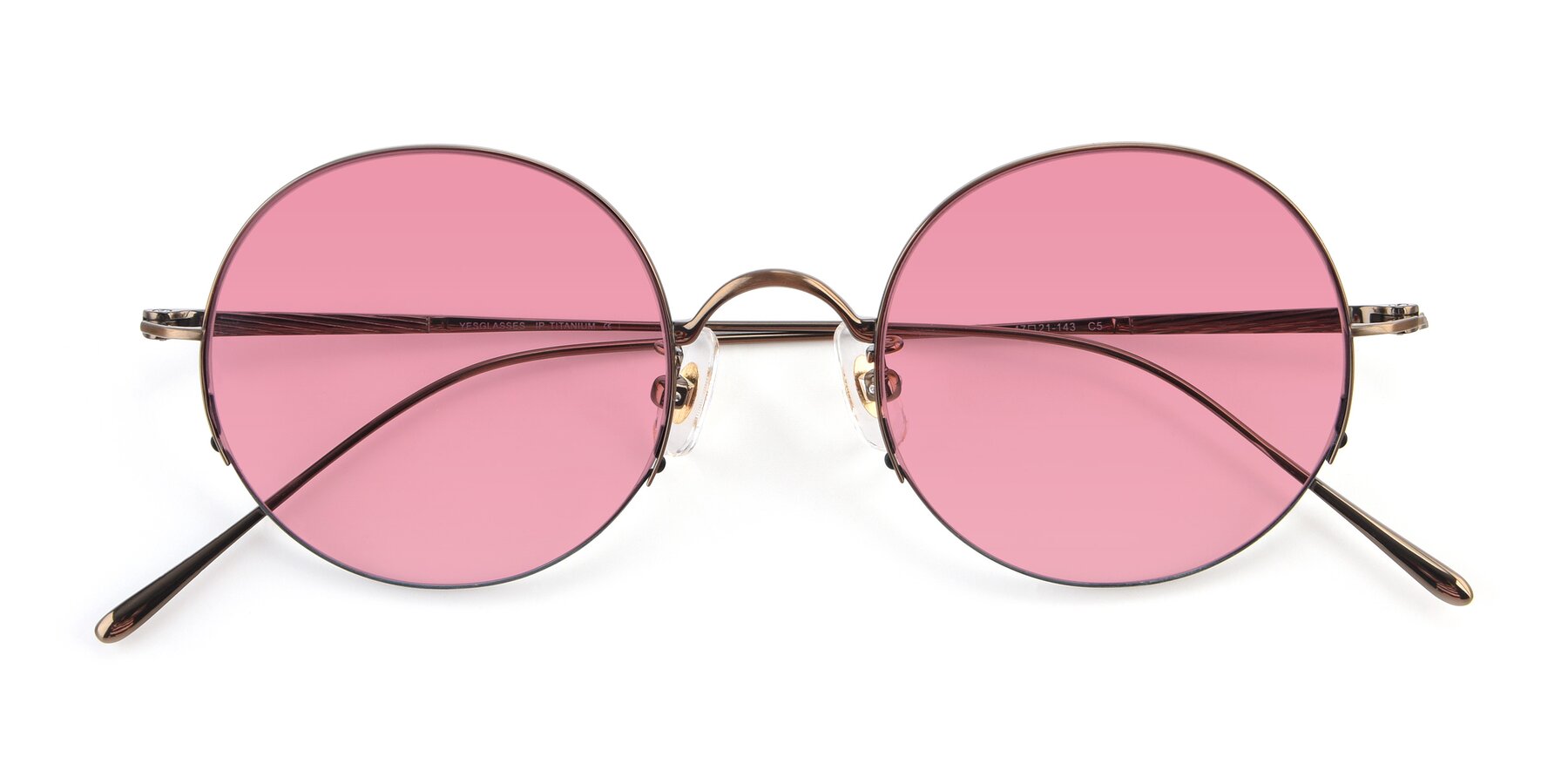 Folded Front of Harry in Bronze with Pink Tinted Lenses
