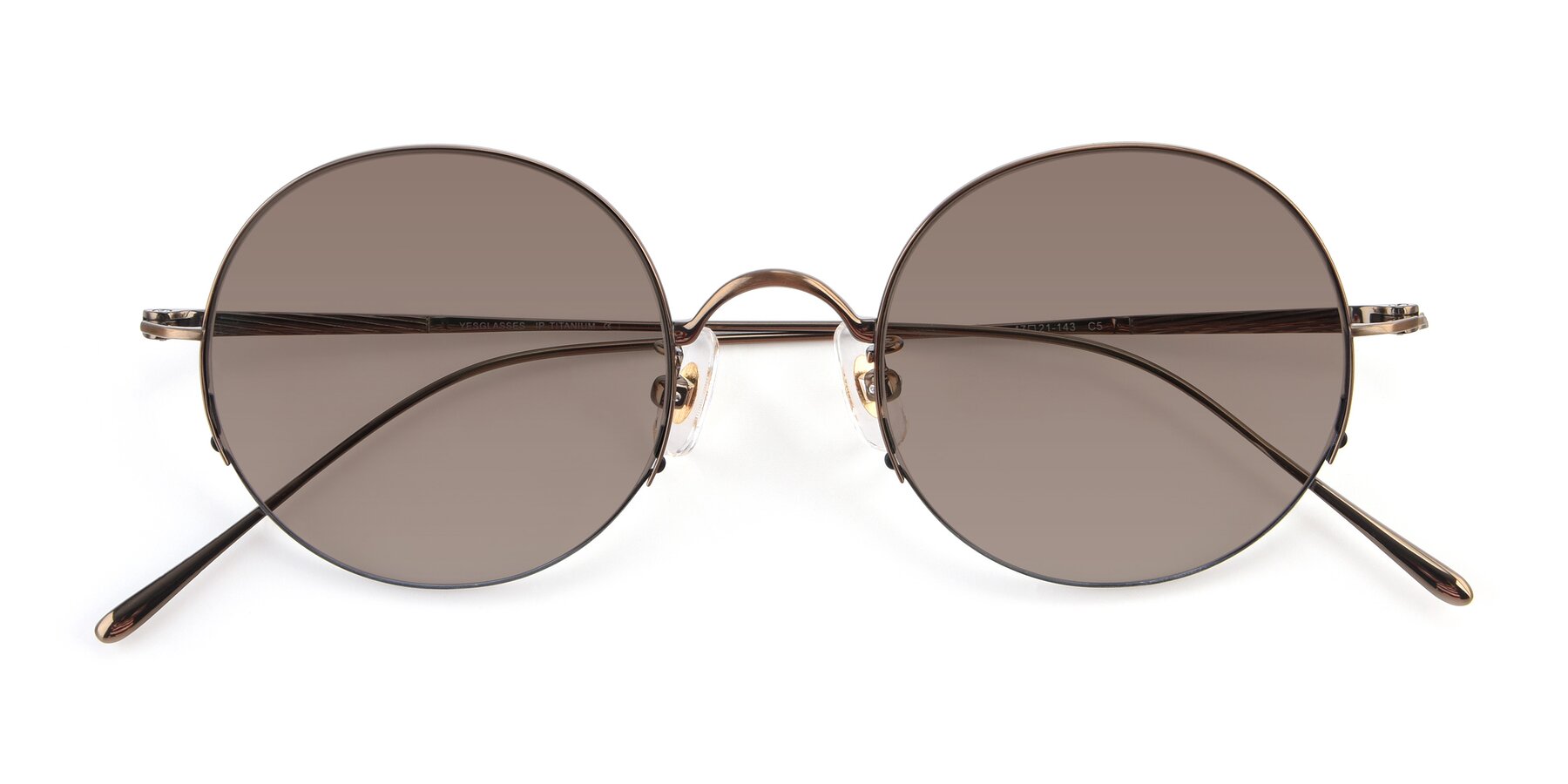 Folded Front of Harry in Bronze with Medium Brown Tinted Lenses