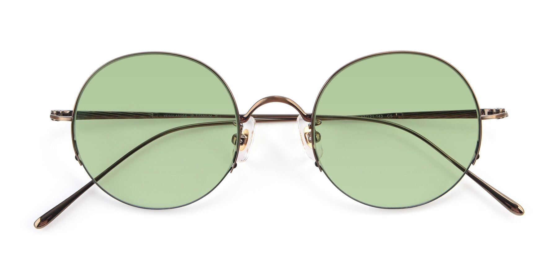 Folded Front of Harry in Bronze with Medium Green Tinted Lenses