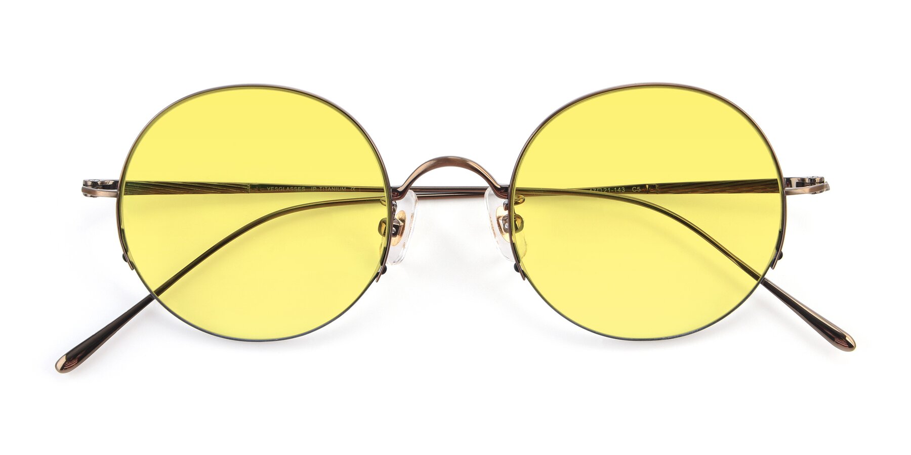 Folded Front of Harry in Bronze with Medium Yellow Tinted Lenses
