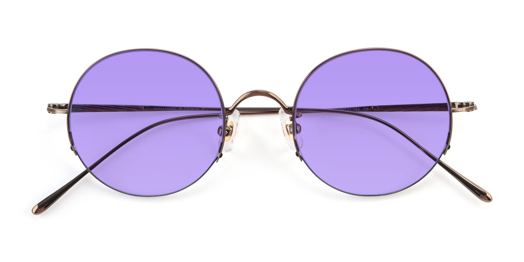 Folded Front of Harry in Bronze with Medium Purple Tinted Lenses