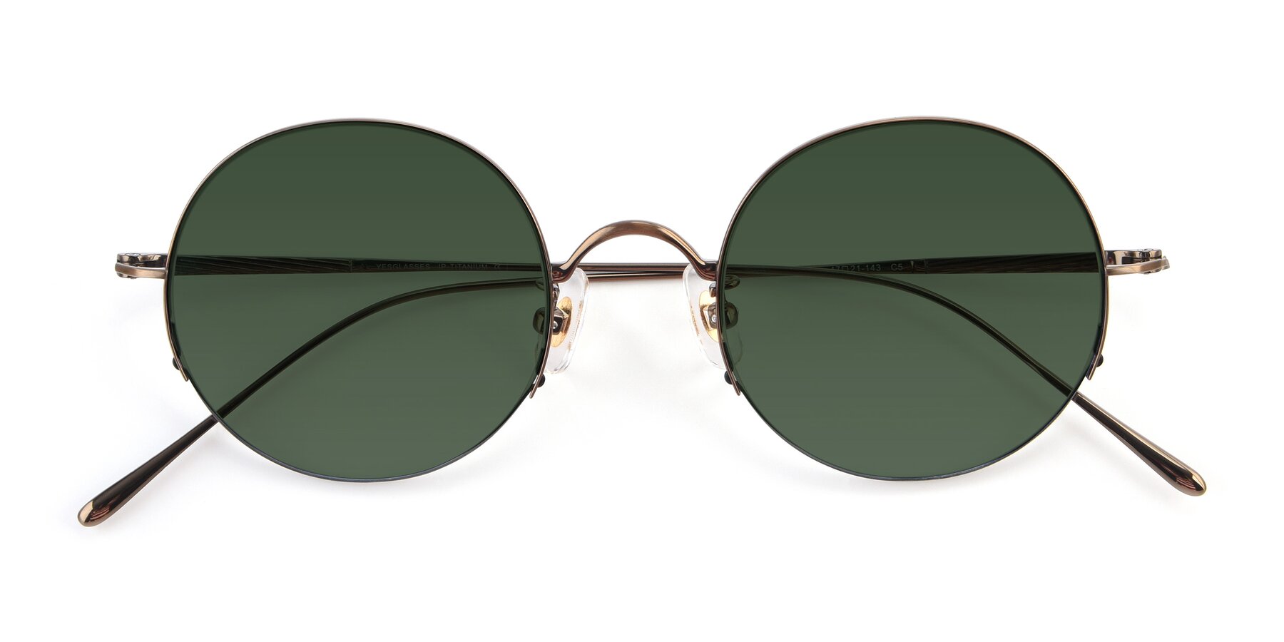 Folded Front of Harry in Bronze with Green Tinted Lenses