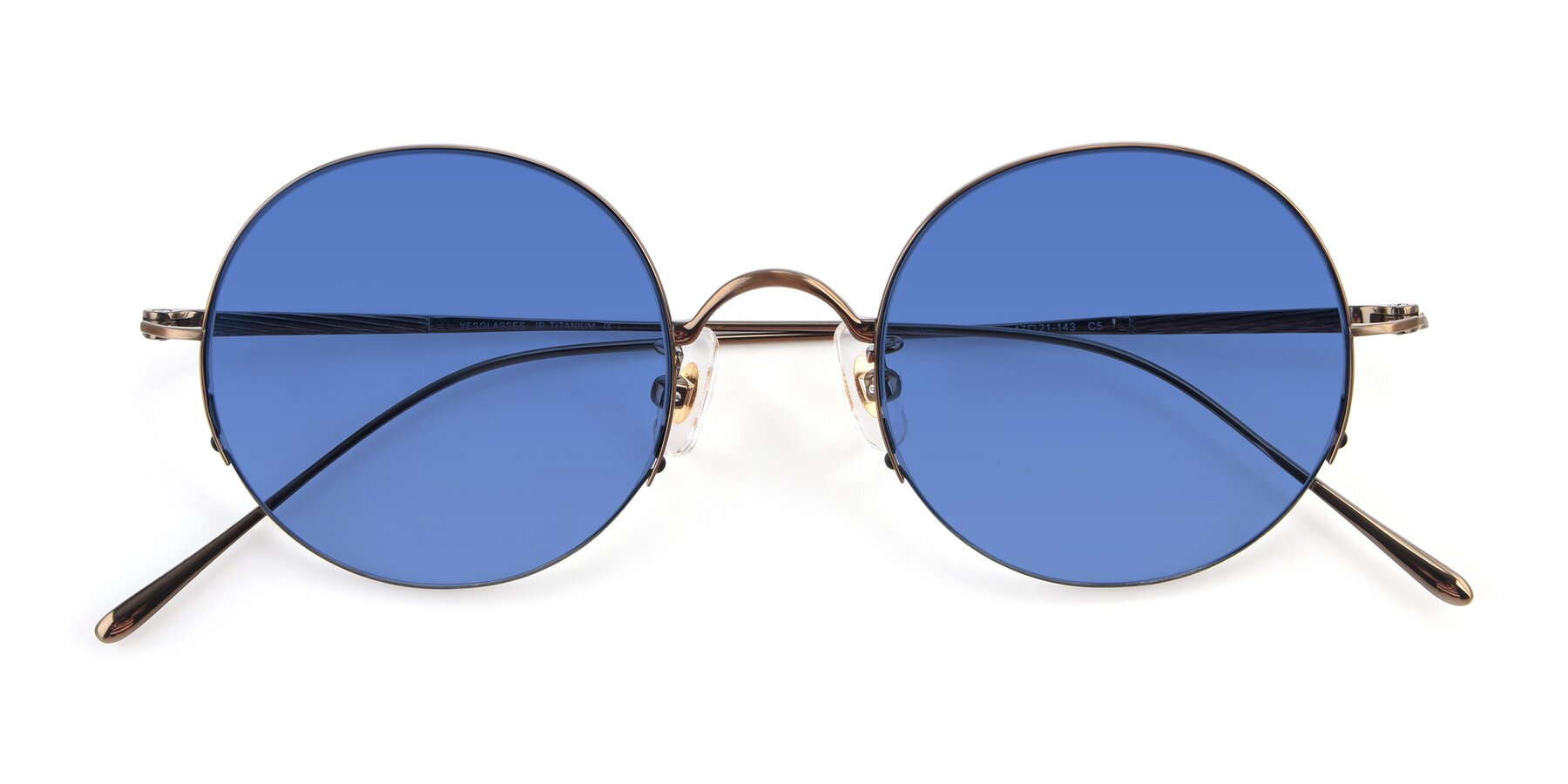 Folded Front of Harry in Bronze with Blue Tinted Lenses