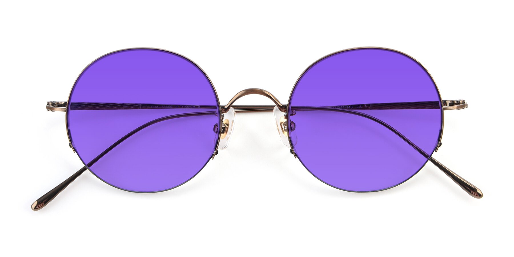 Folded Front of Harry in Bronze with Purple Tinted Lenses