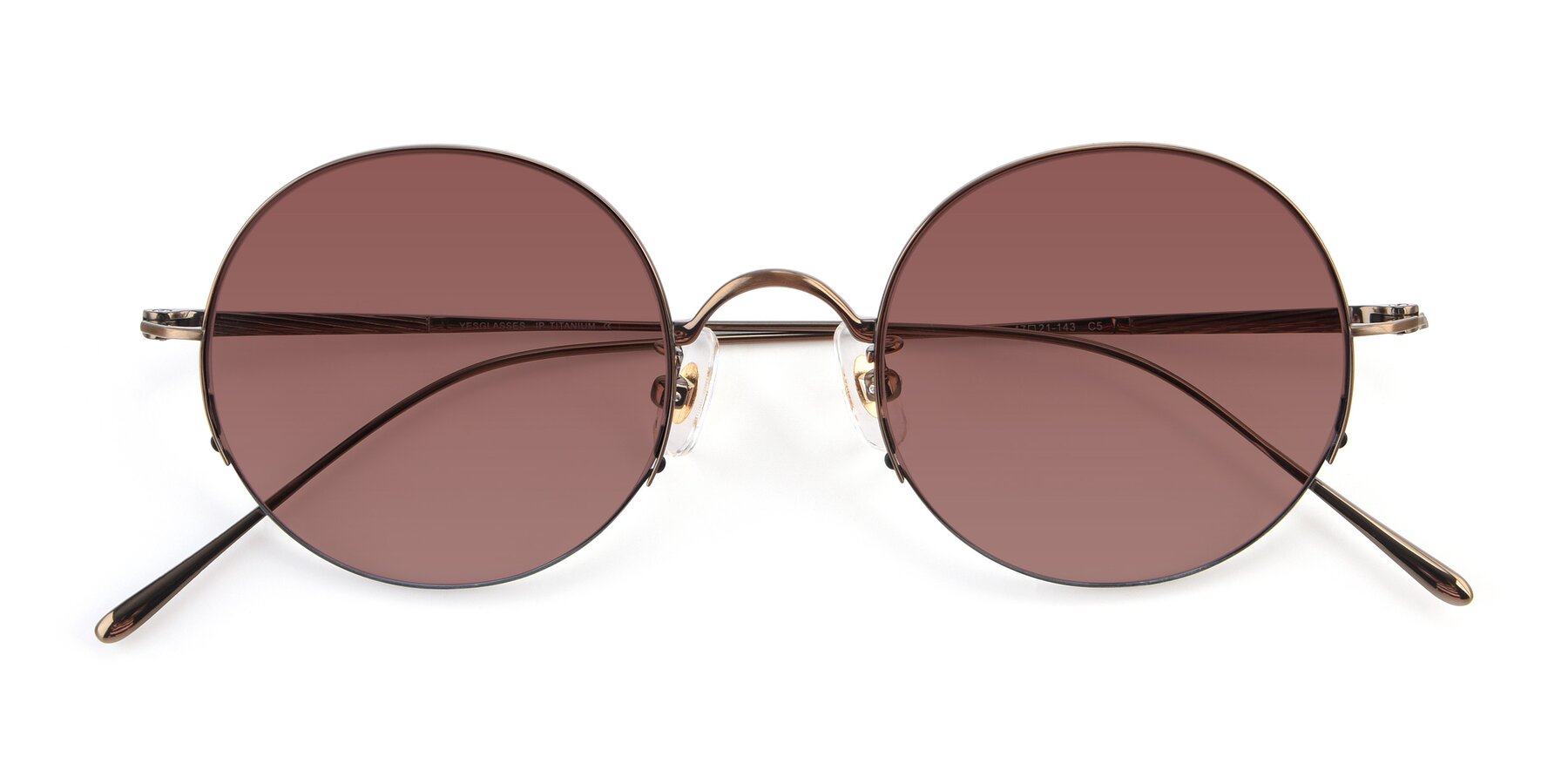 Folded Front of Harry in Bronze with Garnet Tinted Lenses