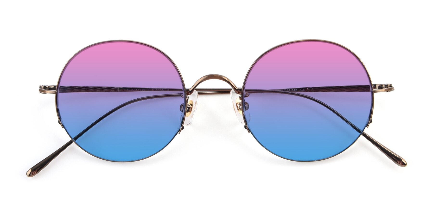 Folded Front of Harry in Bronze with Pink / Blue Gradient Lenses
