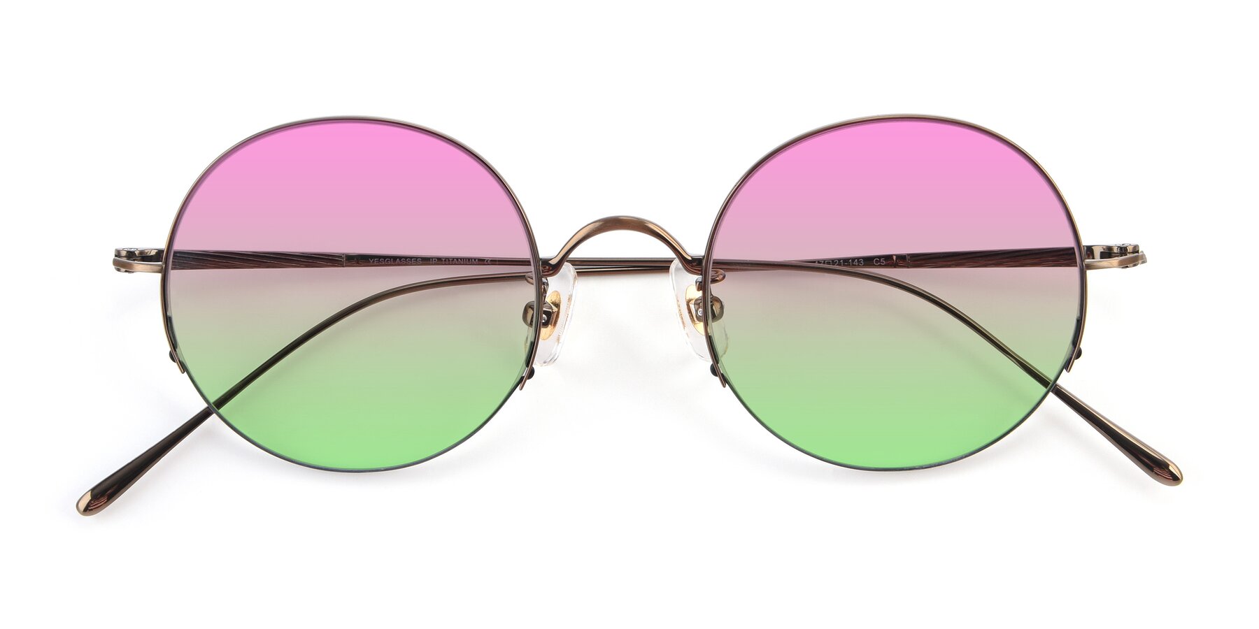 Folded Front of Harry in Bronze with Pink / Green Gradient Lenses