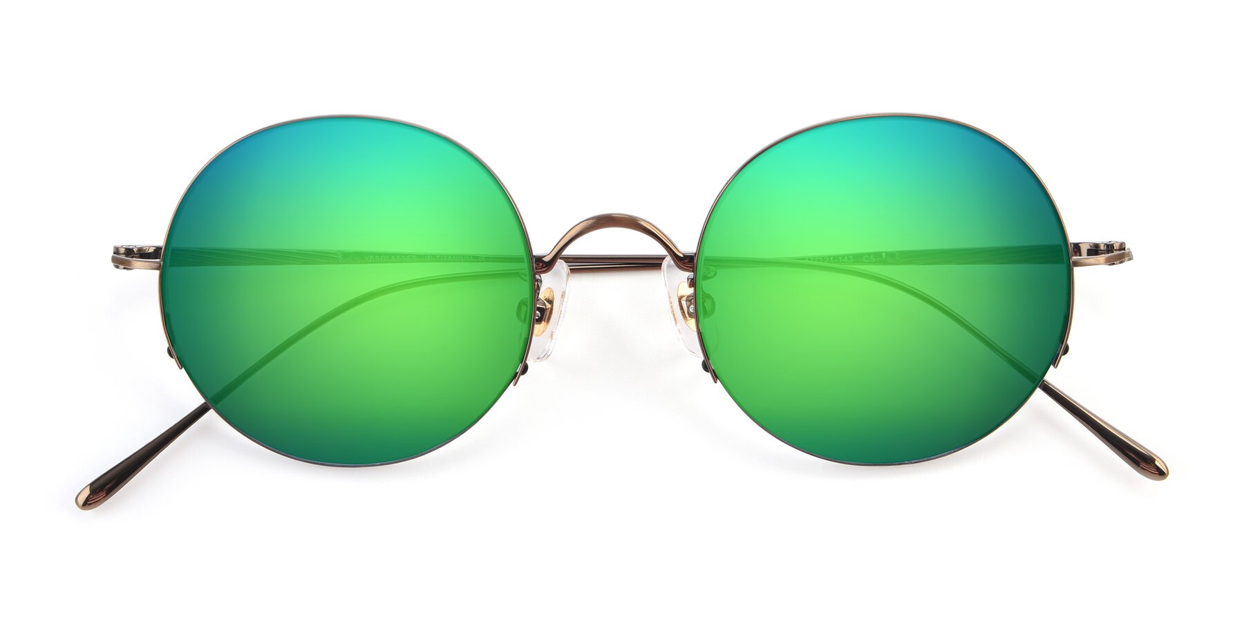 Folded Front of Harry in Bronze with Green Mirrored Lenses