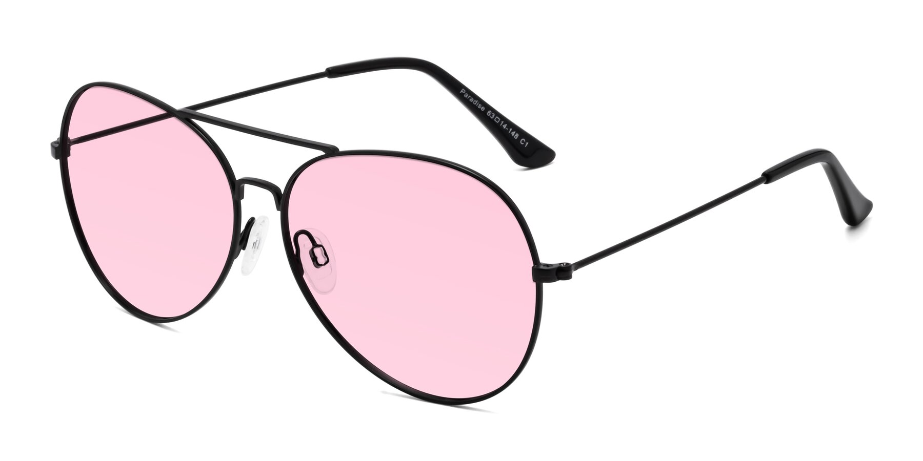 Angle of Paradise in Black with Light Pink Tinted Lenses