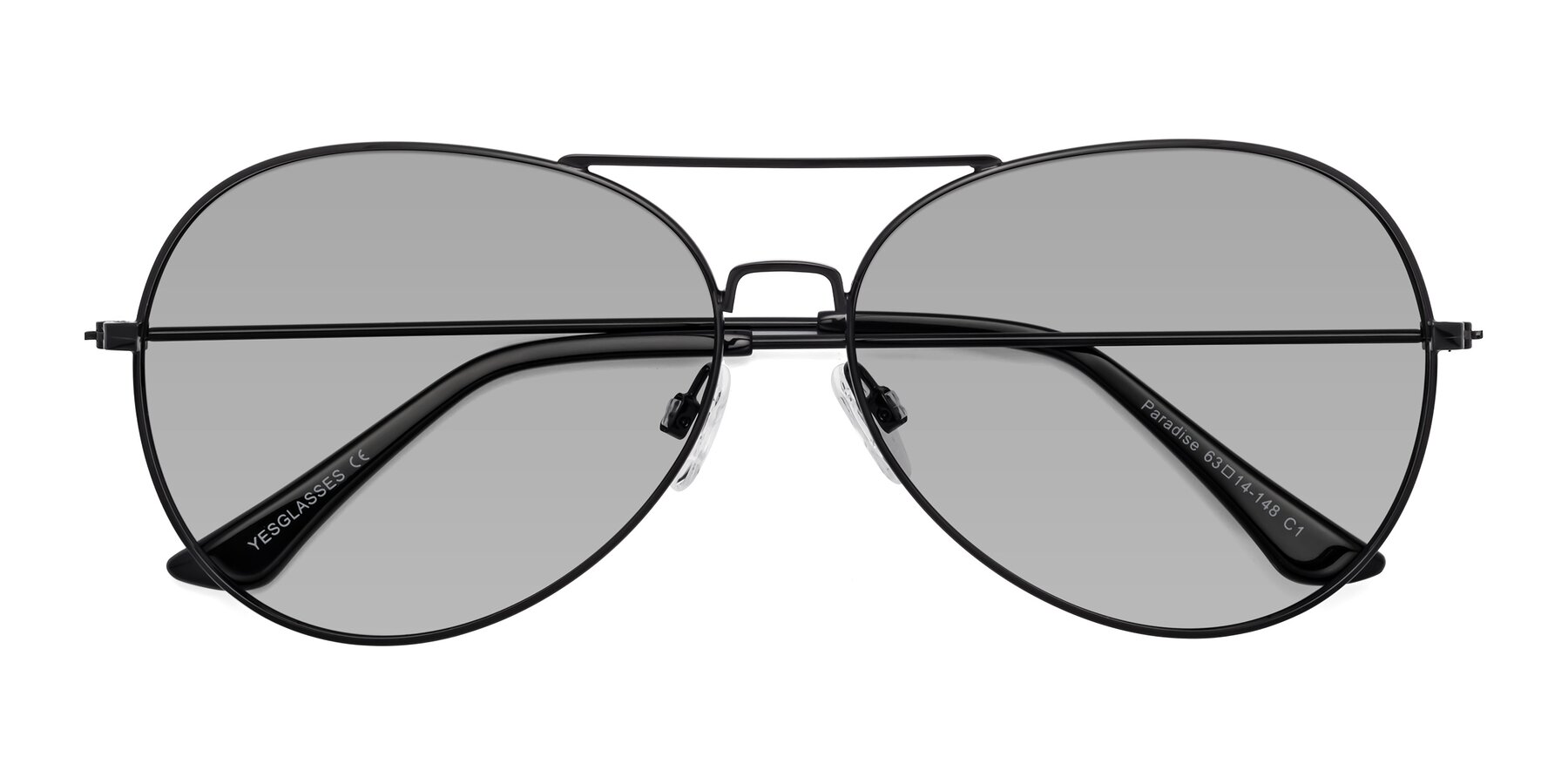 Folded Front of Paradise in Black with Light Gray Tinted Lenses