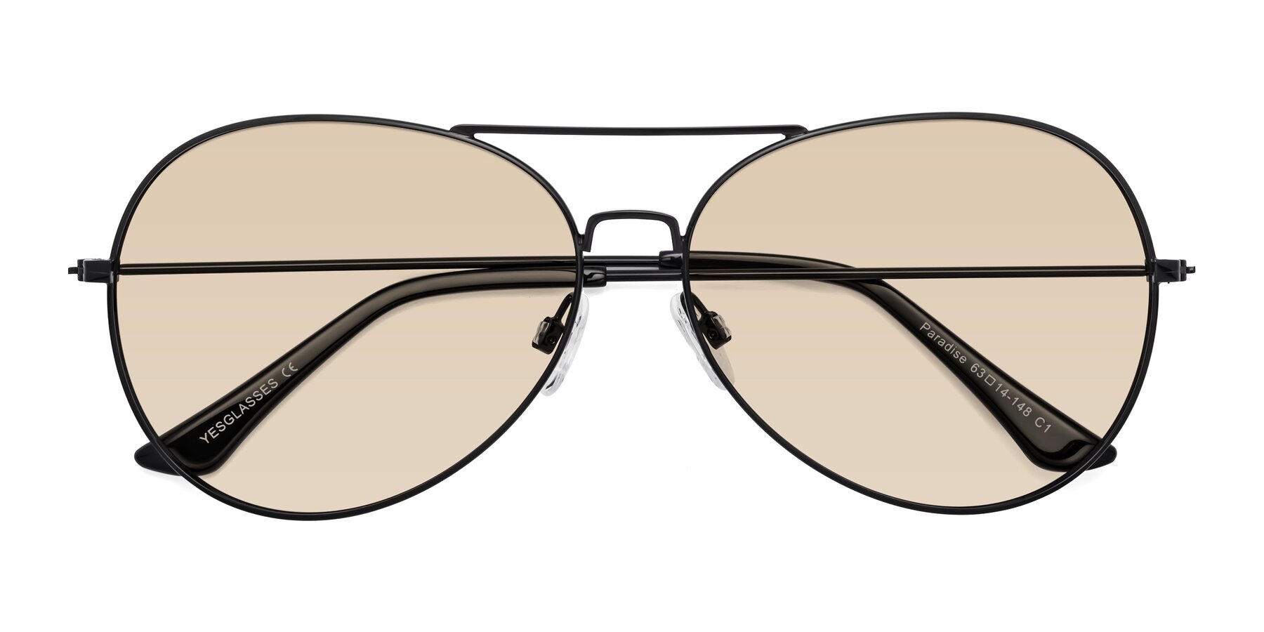 Folded Front of Paradise in Black with Light Brown Tinted Lenses