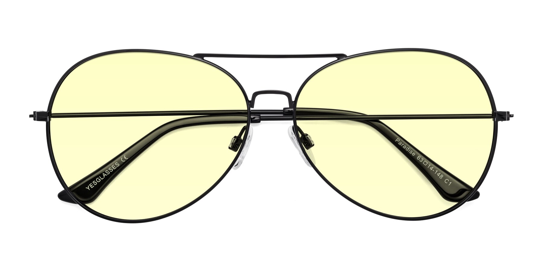 Folded Front of Paradise in Black with Light Yellow Tinted Lenses