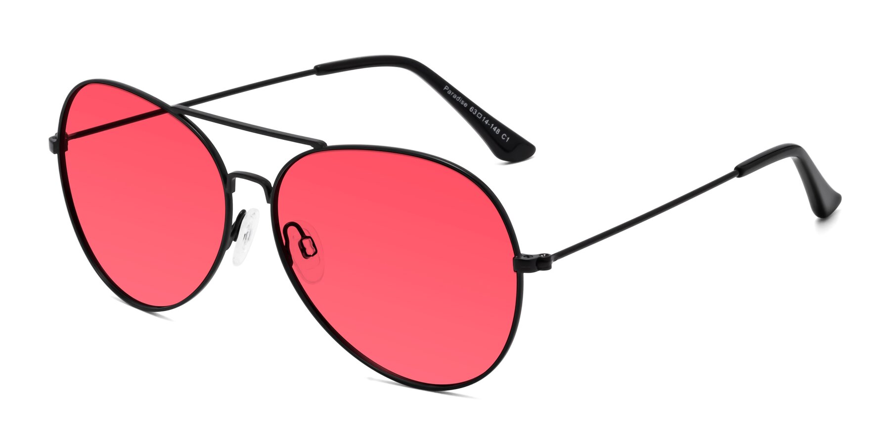 Angle of Paradise in Black with Red Tinted Lenses