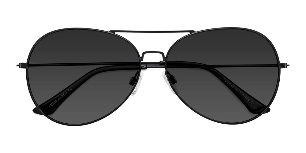 Black Oversized Grandpa Aviator Tinted Sunglasses with Gray Sunwear